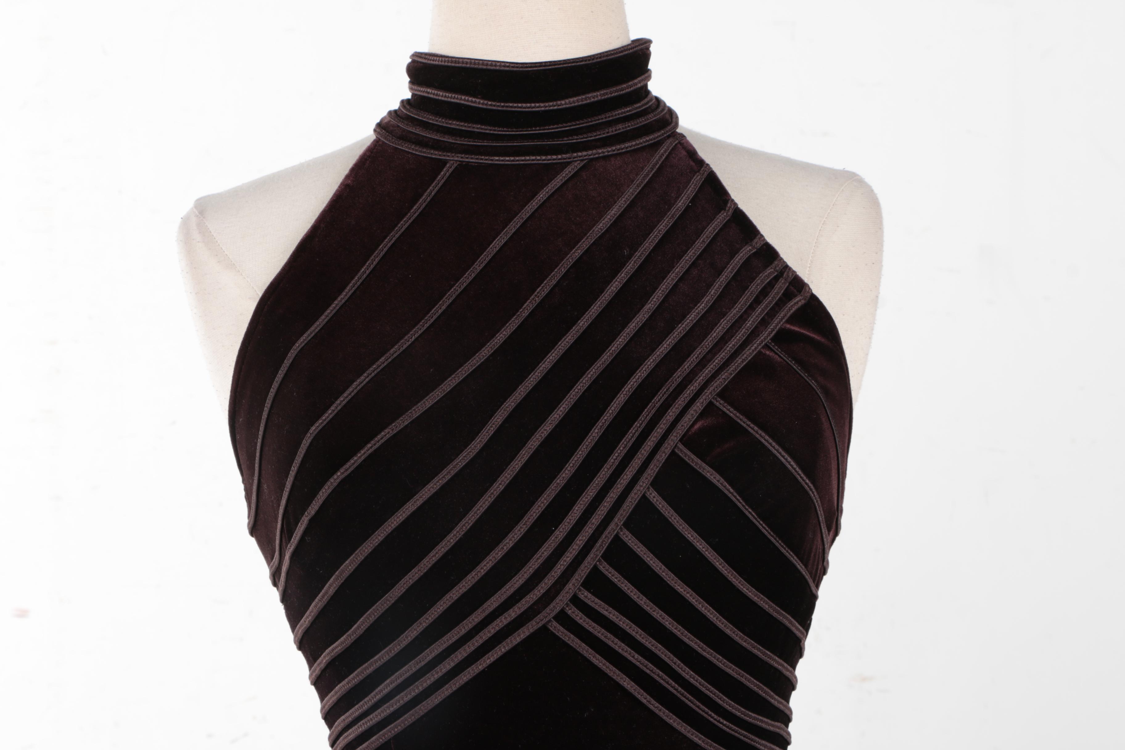 Cache Velvet Sleeveless Evening Dress