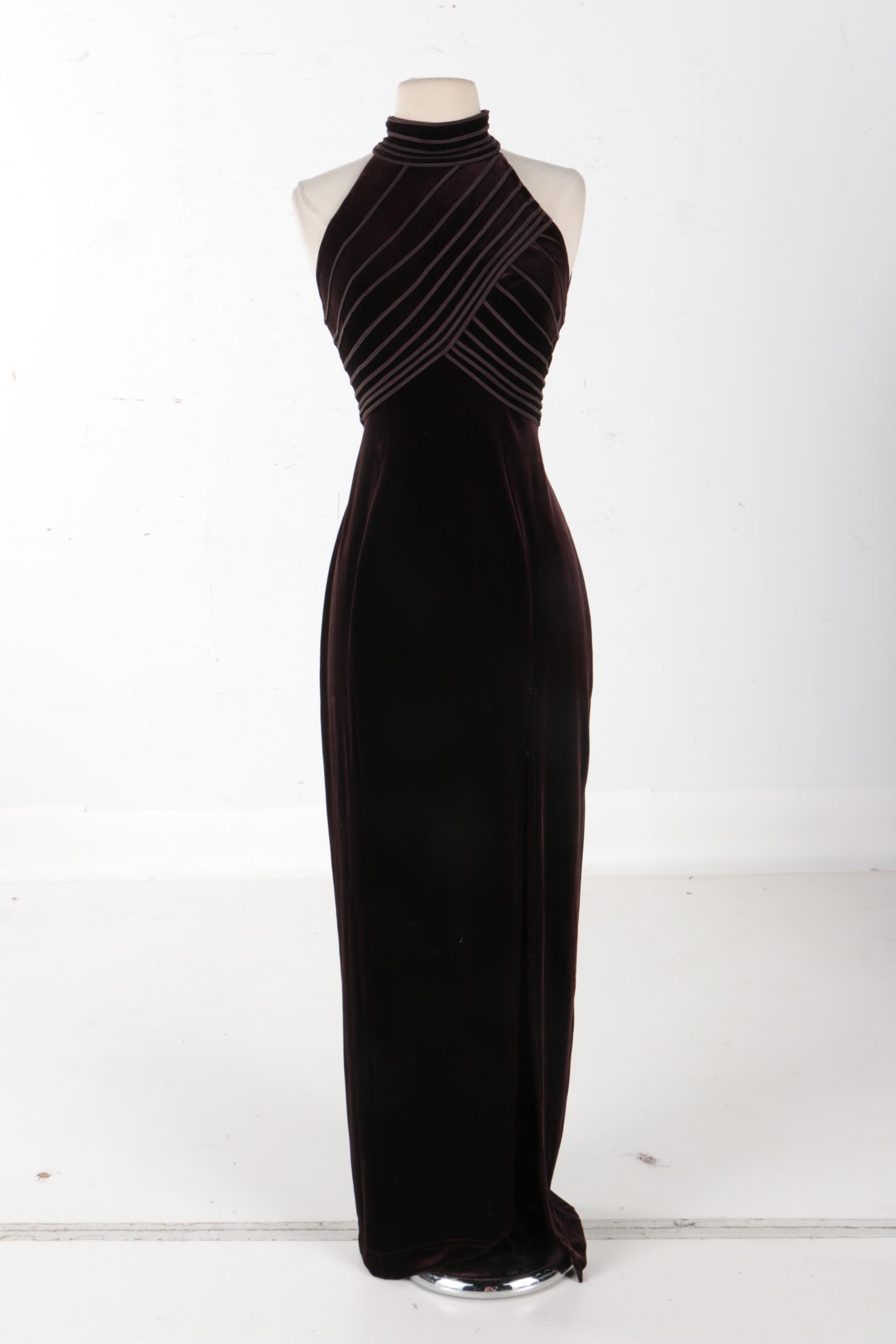 Cache Velvet Sleeveless Evening Dress