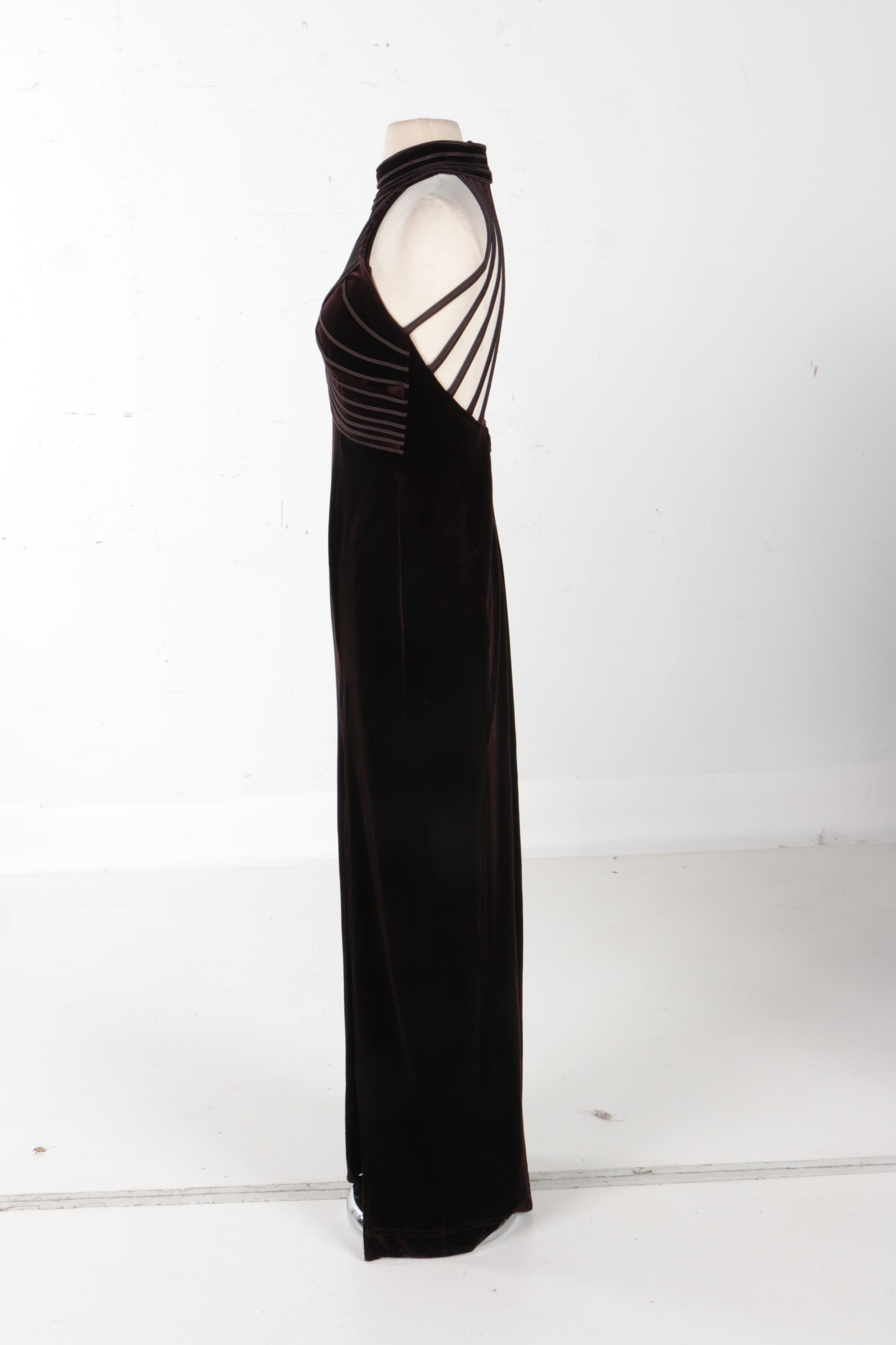 Cache Velvet Sleeveless Evening Dress