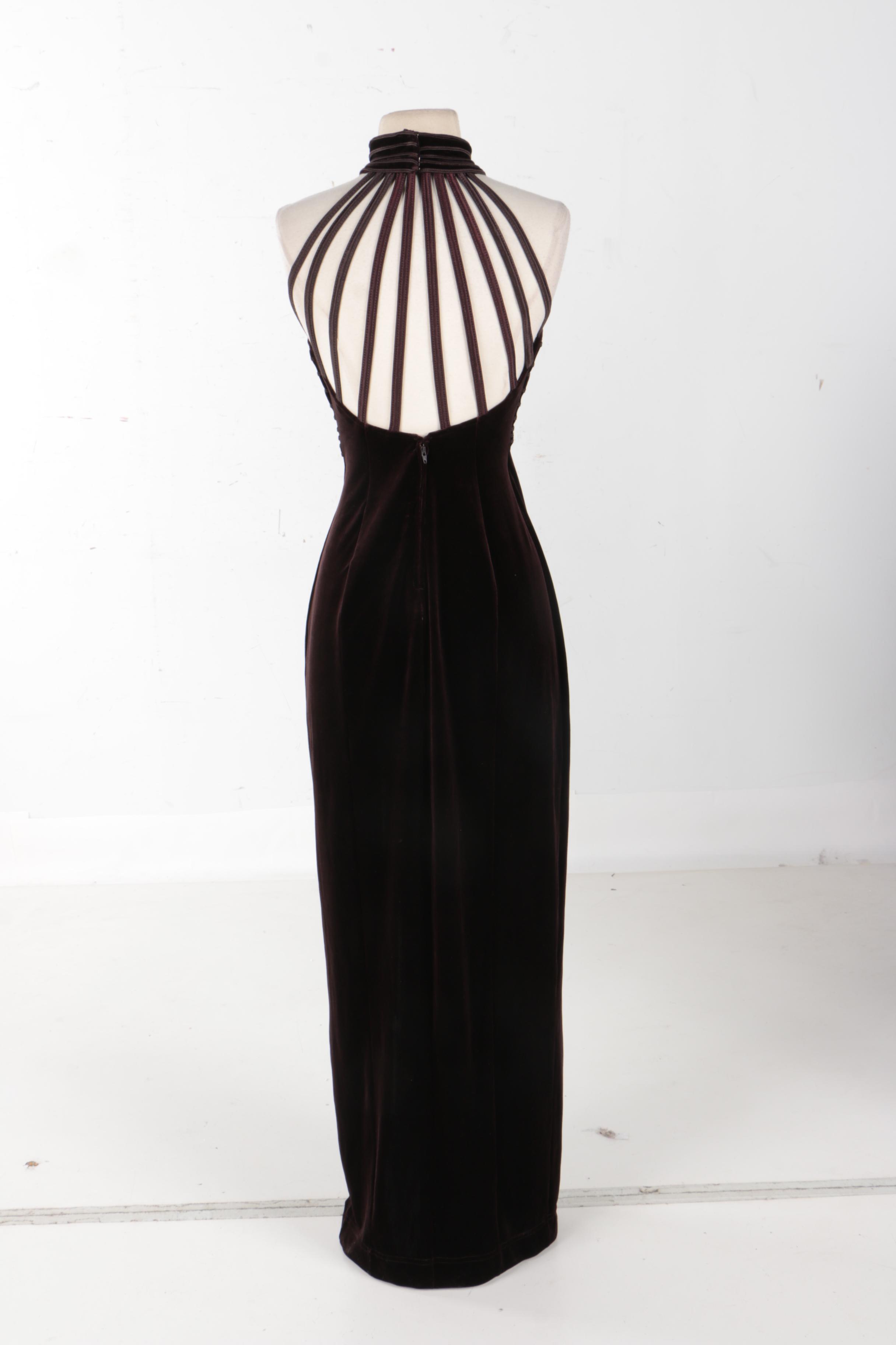 Cache Velvet Sleeveless Evening Dress