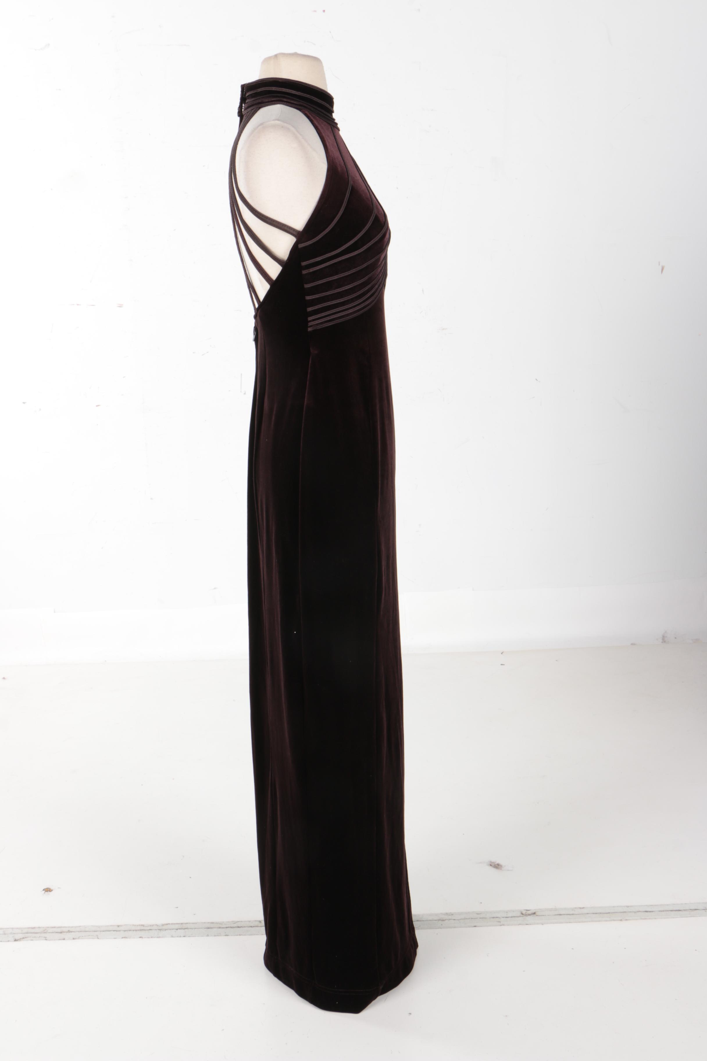 Cache Velvet Sleeveless Evening Dress