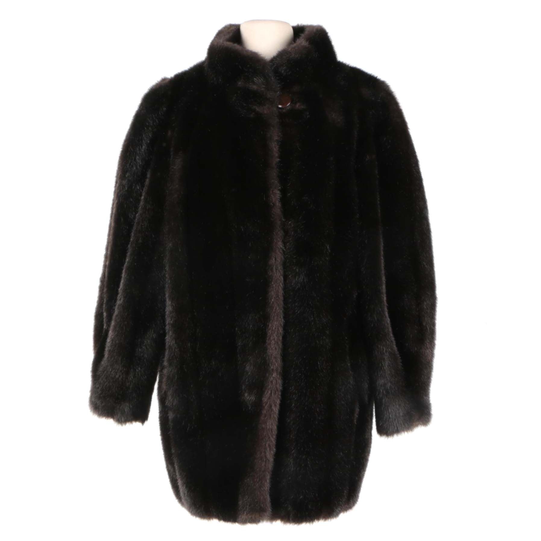 Dark Brown Faux Fur Coat