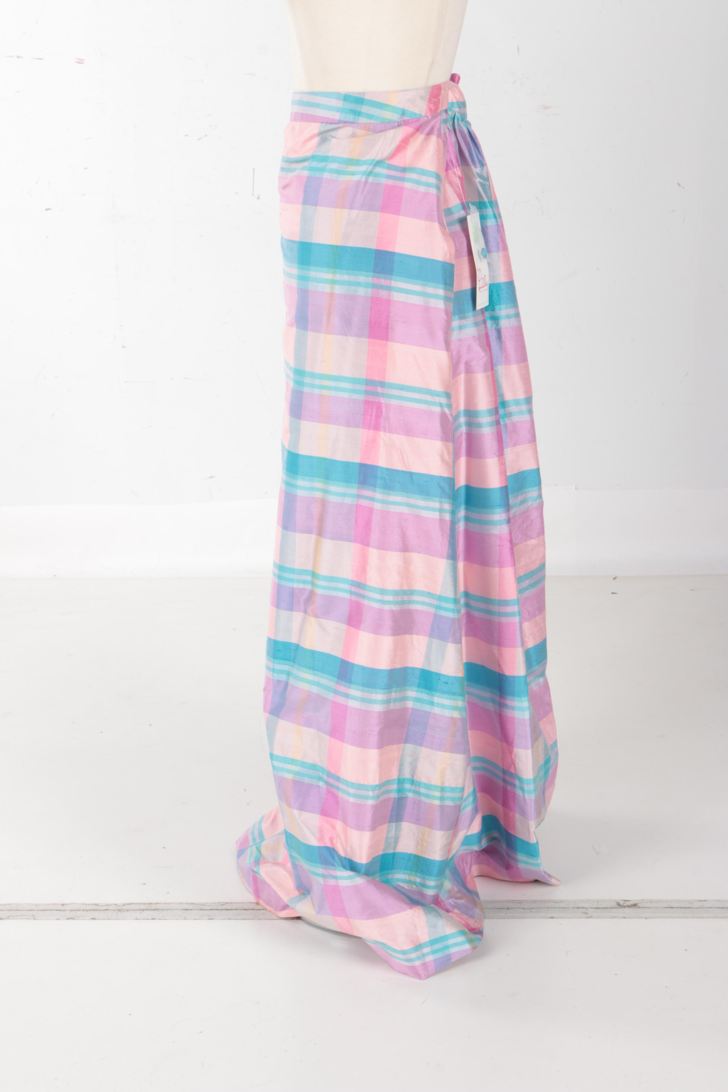 Lilly Pulitzer Plaid Silk Skirt