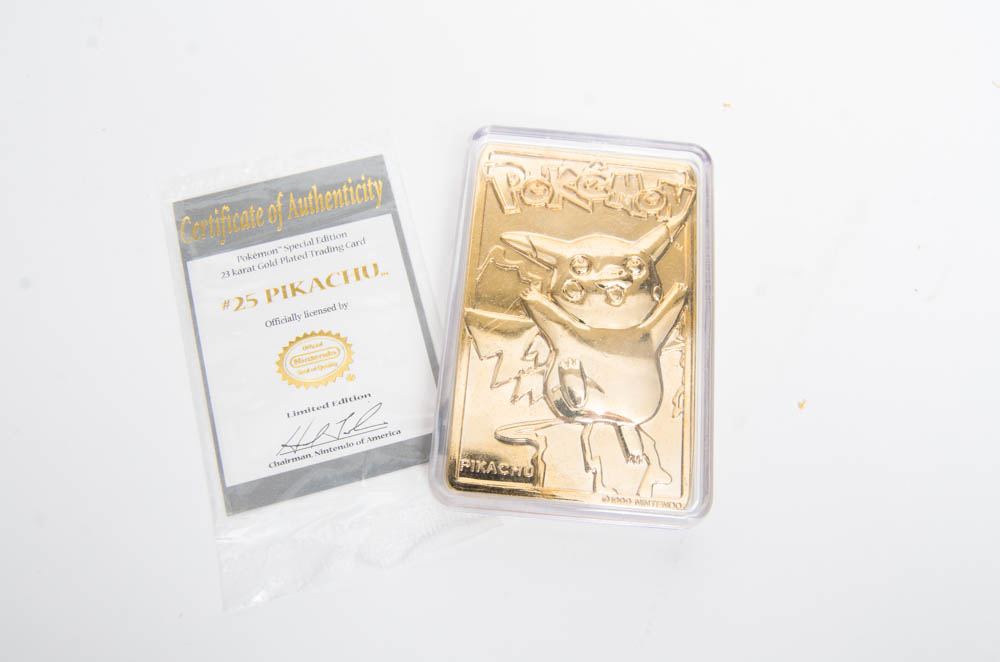 Pokemon Trading Cards With 24K Gold Plated Pikachu
