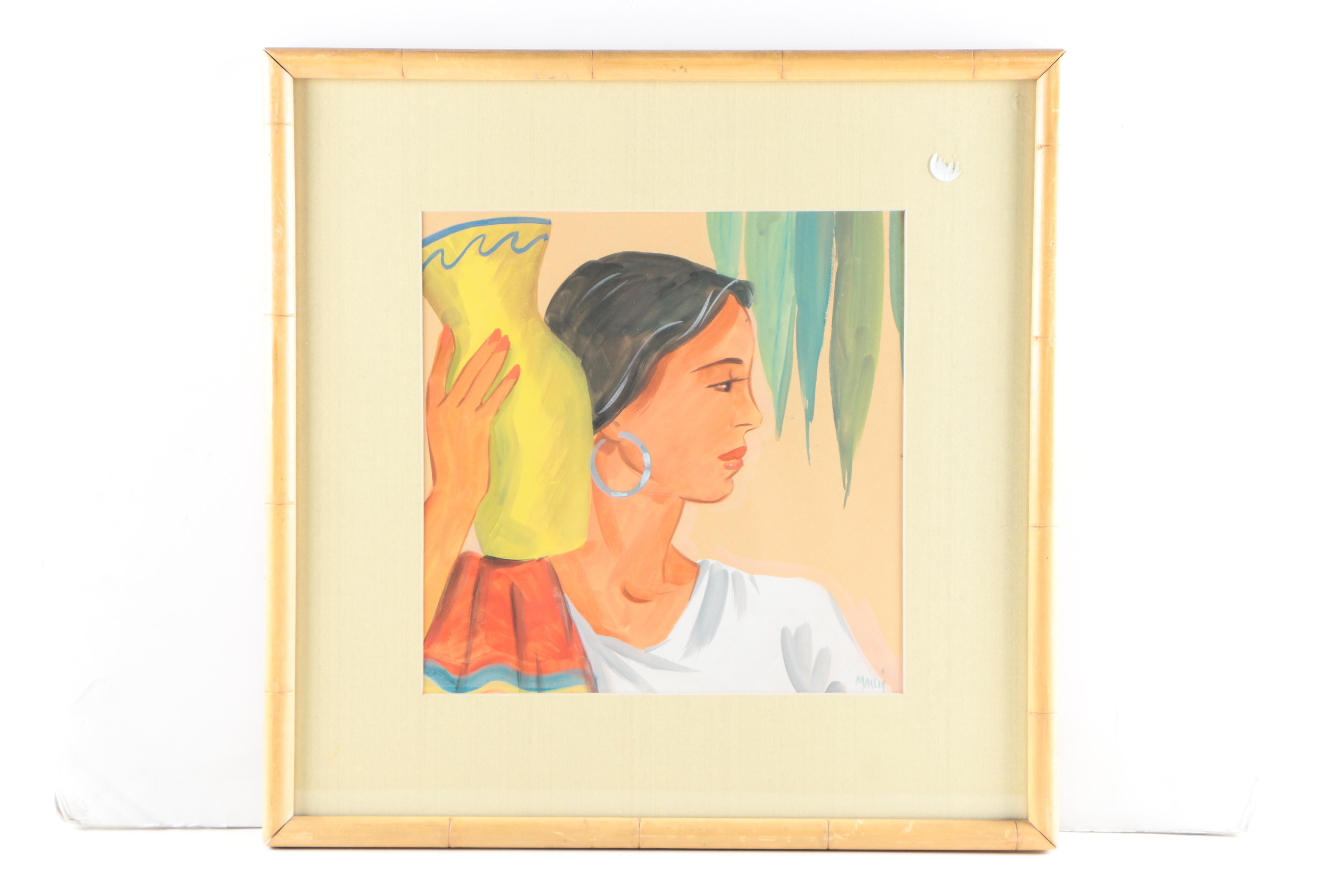 Pair of Hedwig Massig Watercolor and Gouache Portraits