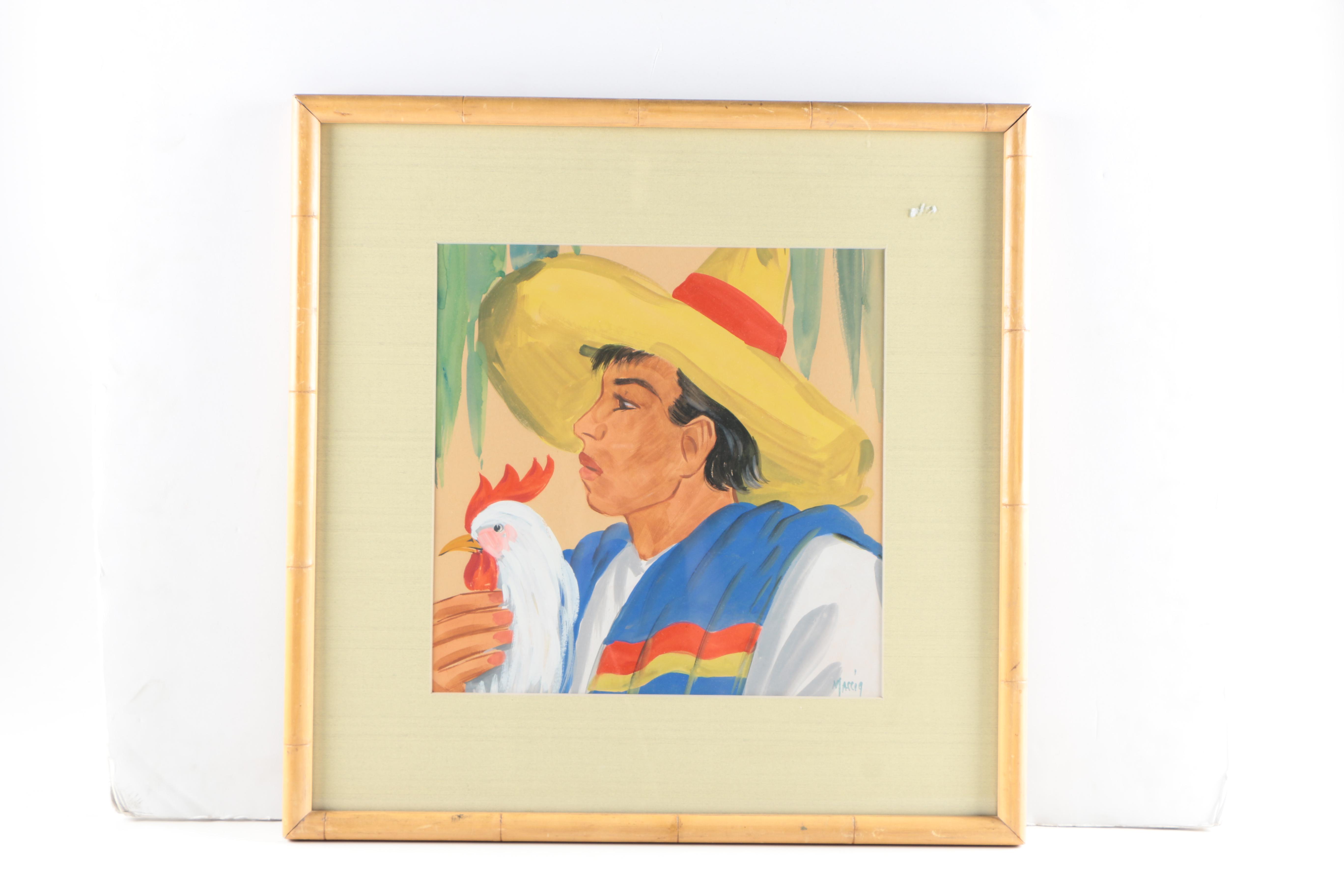 Pair of Hedwig Massig Watercolor and Gouache Portraits