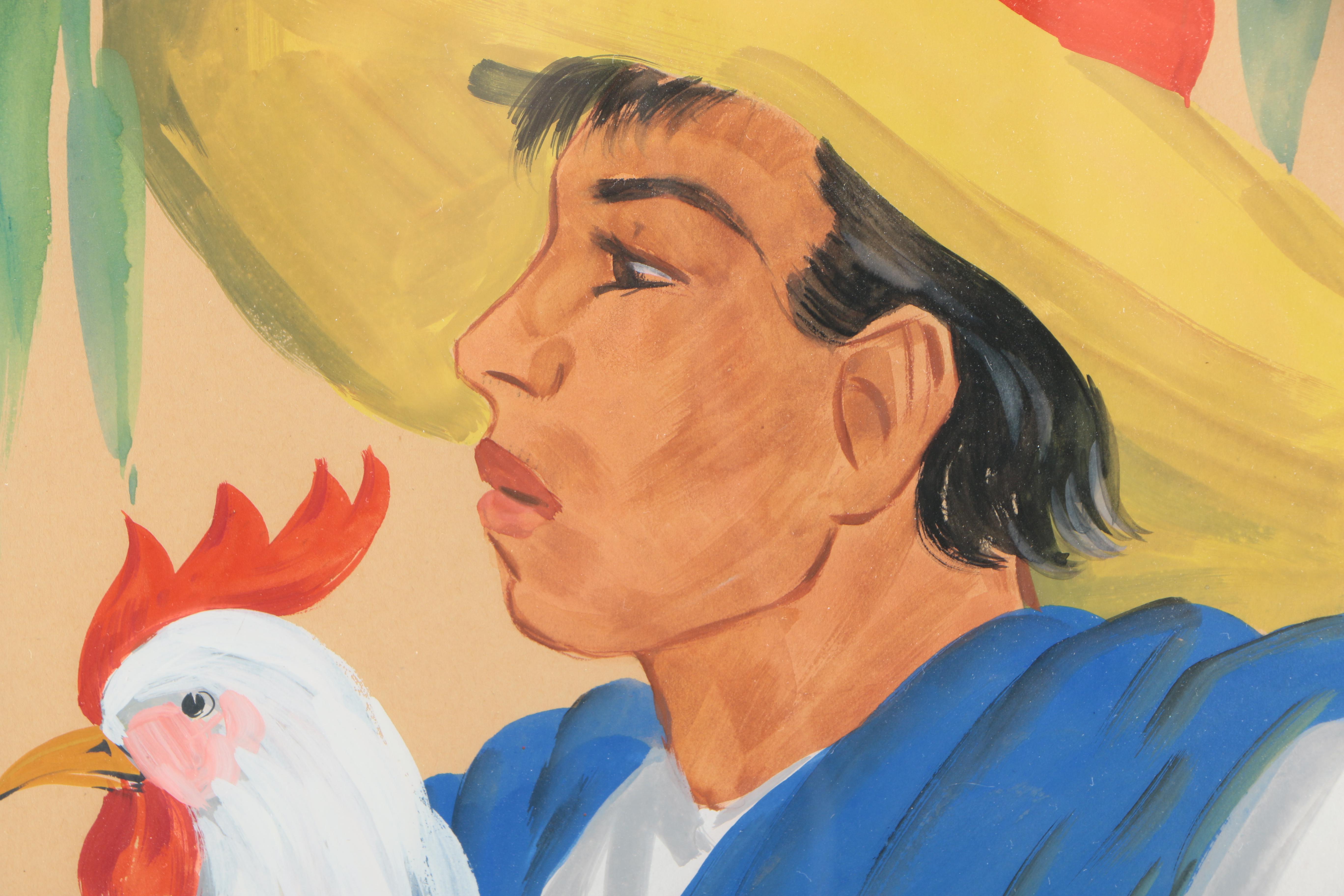 Pair of Hedwig Massig Watercolor and Gouache Portraits