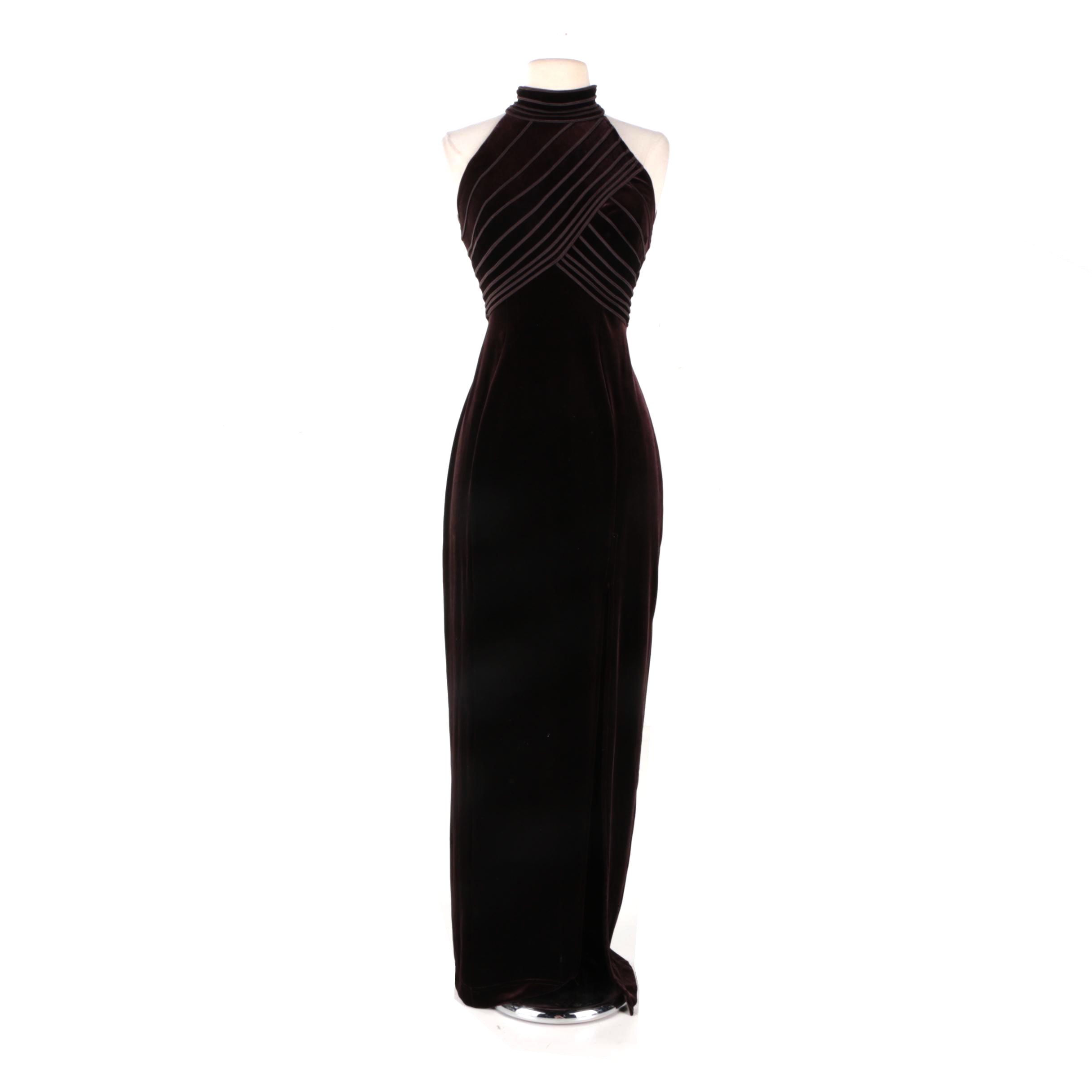 Cache Velvet Sleeveless Evening Dress