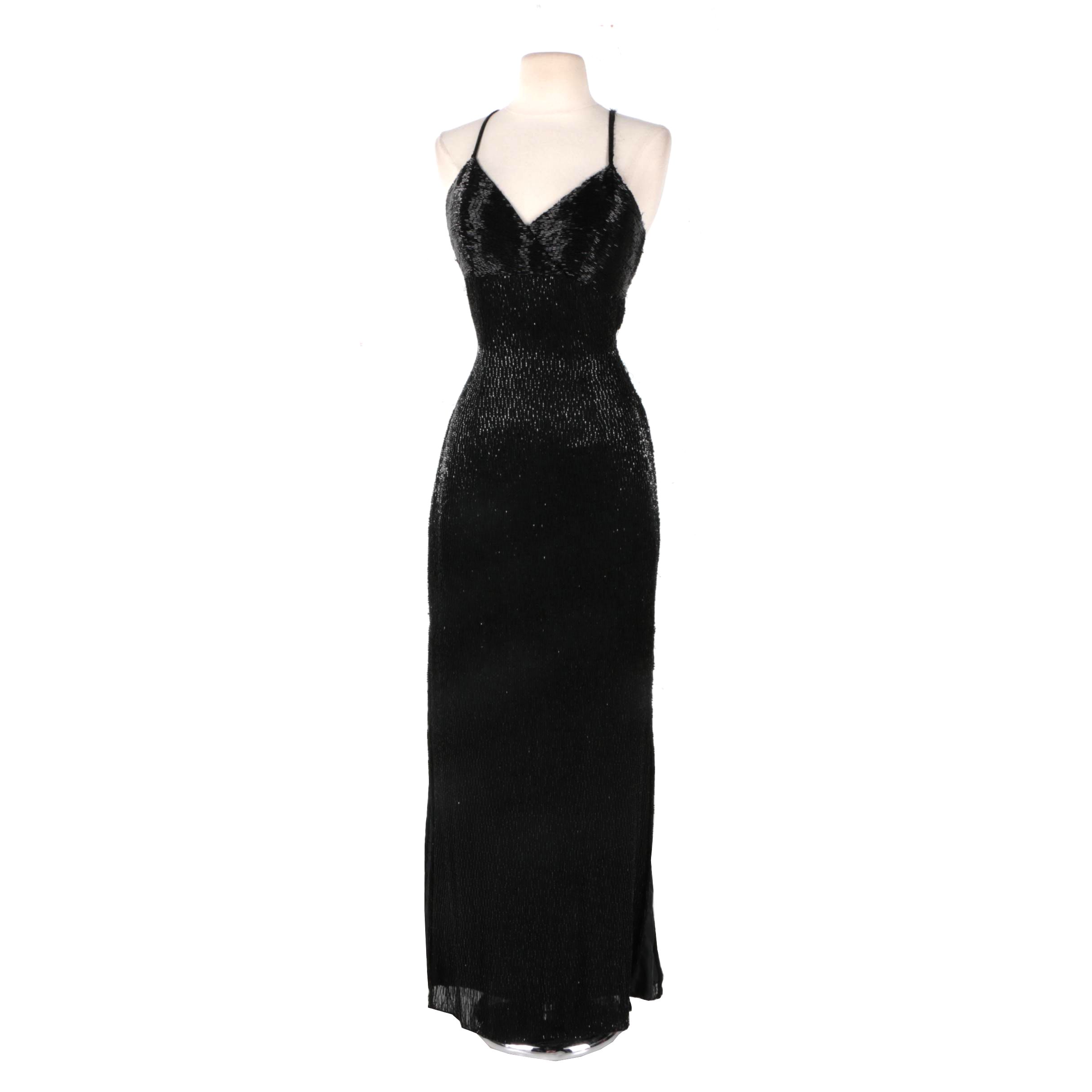 Cache Beaded Black Gown