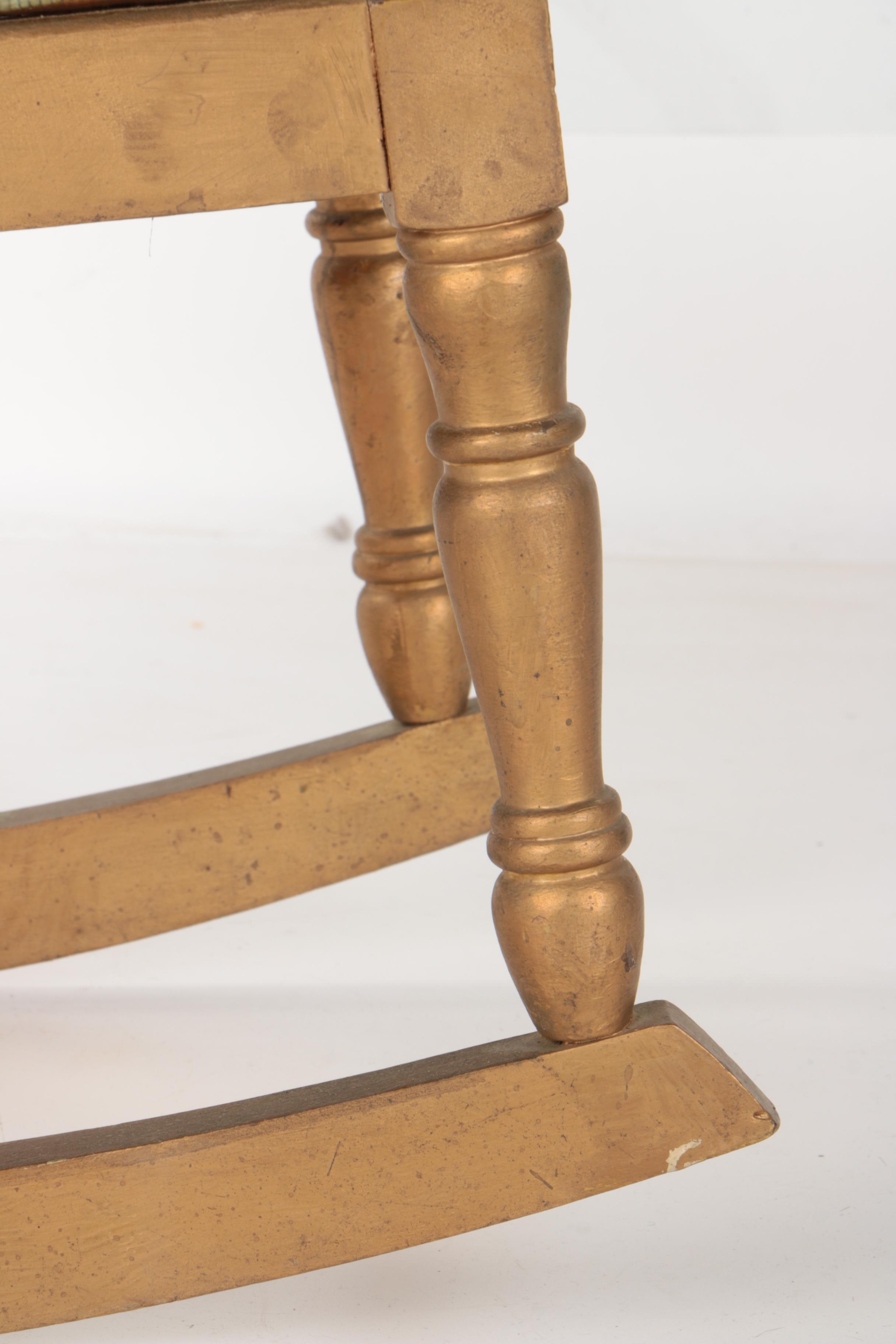 Vintage Rocking Chair With Needlepoint Seat