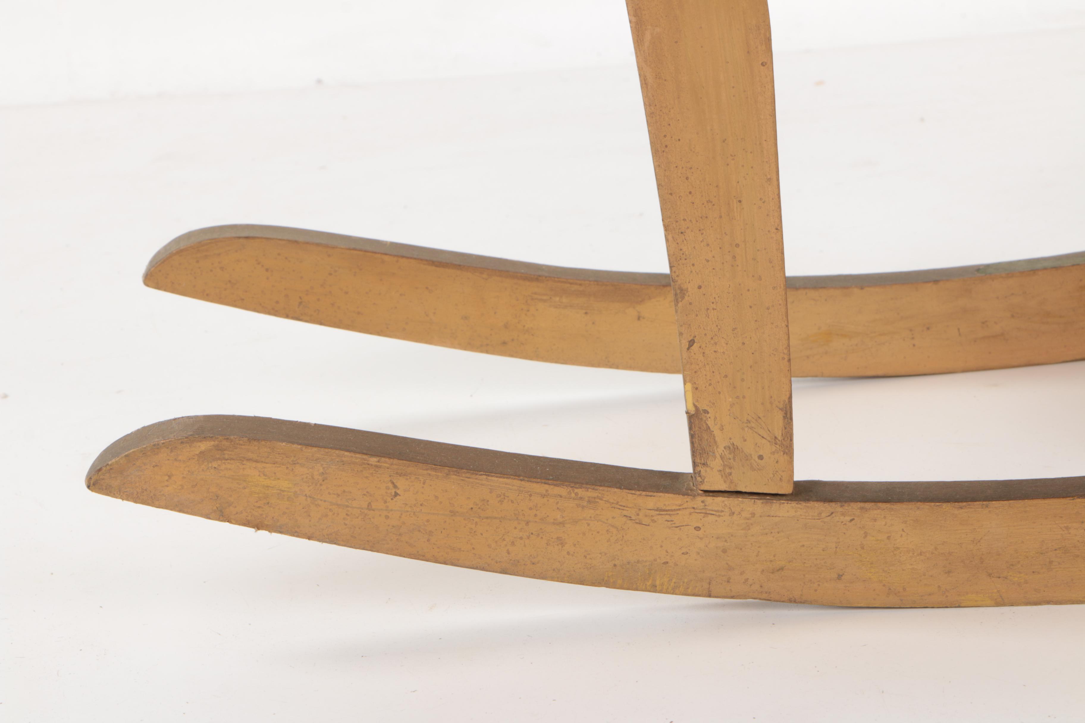 Vintage Rocking Chair With Needlepoint Seat