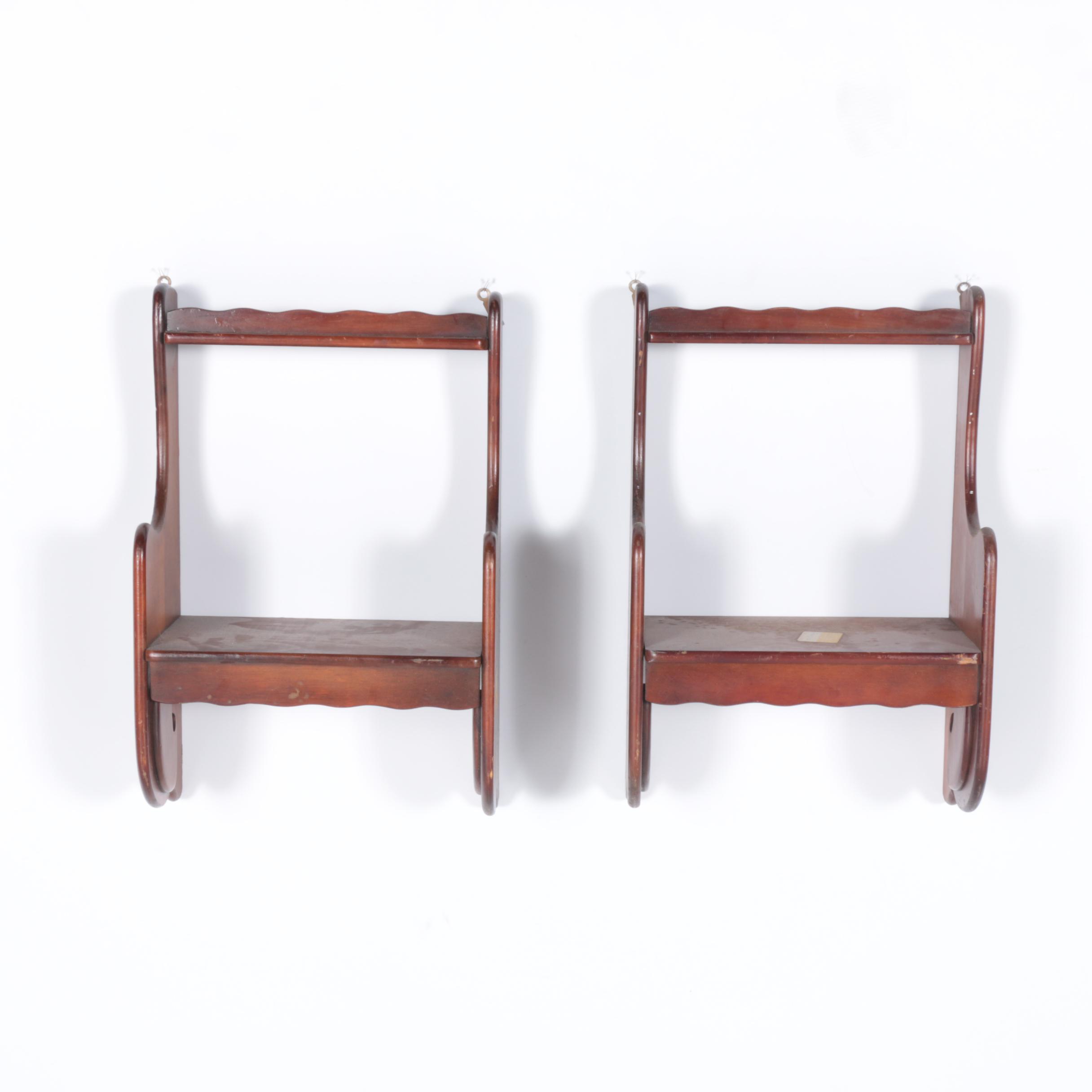 Pair of Wooden Wall Mounted Shelves