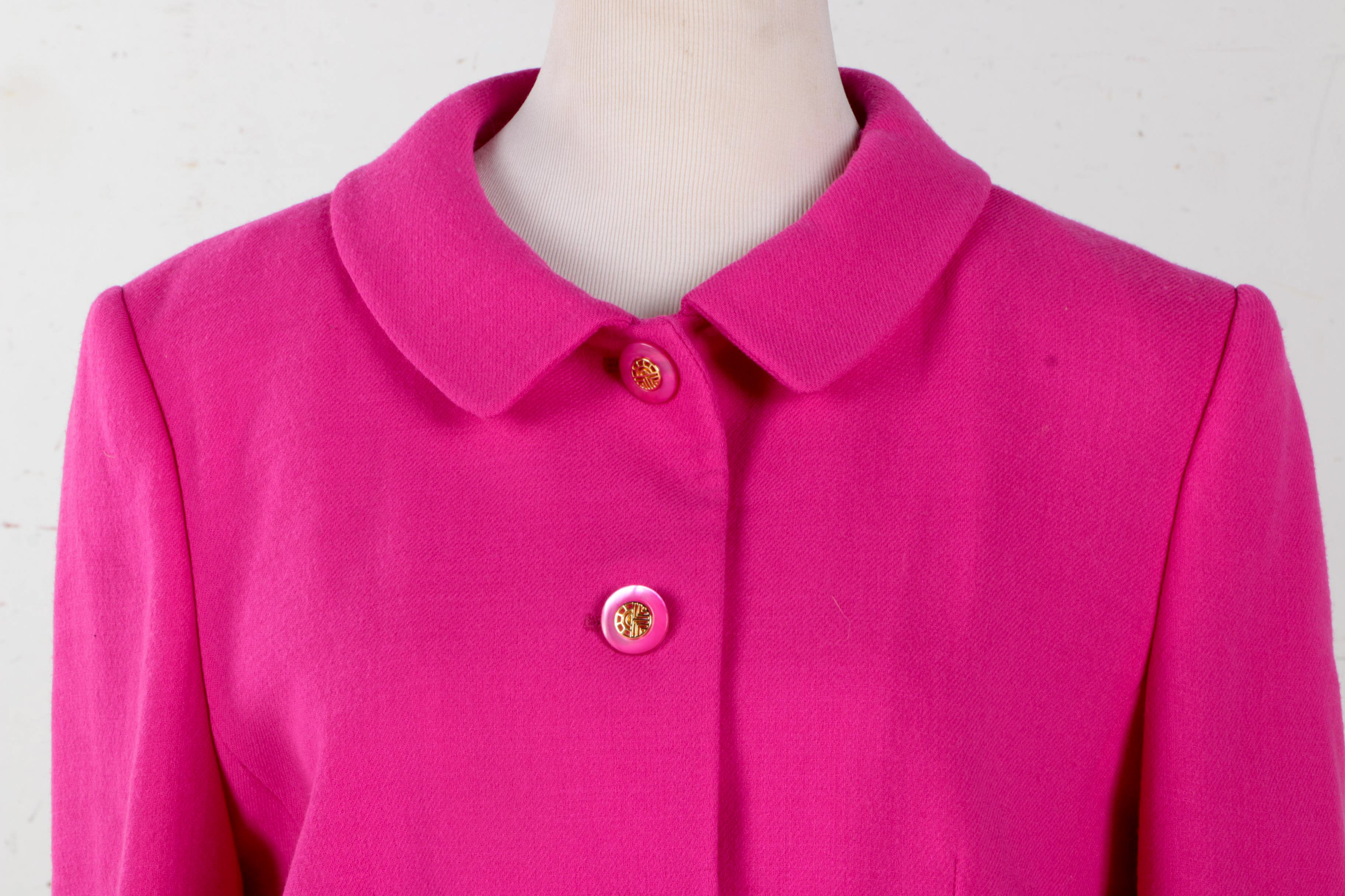 Louis Feraud Raspberry Pink Wool Tweed Suit