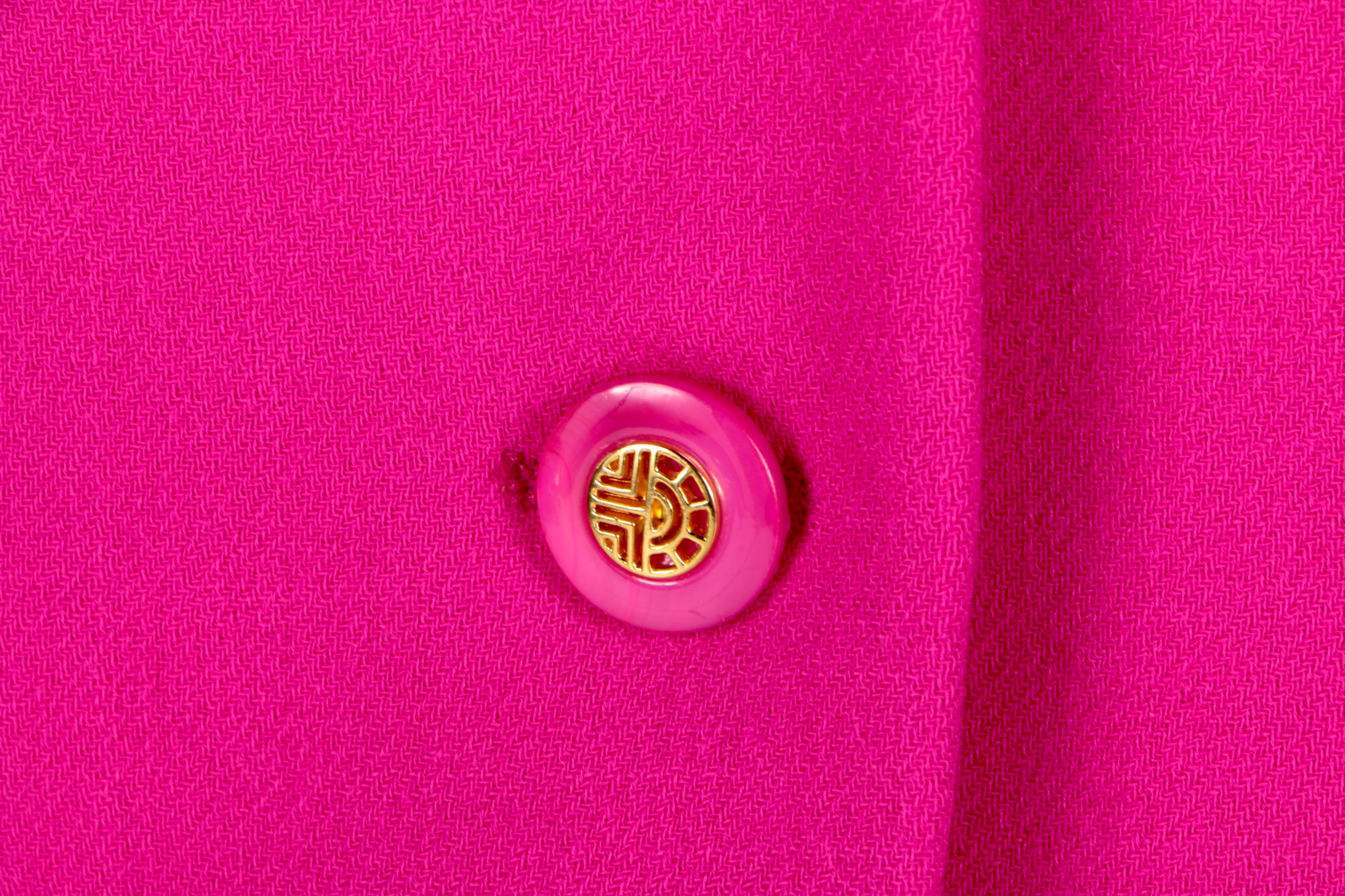 Louis Feraud Raspberry Pink Wool Tweed Suit