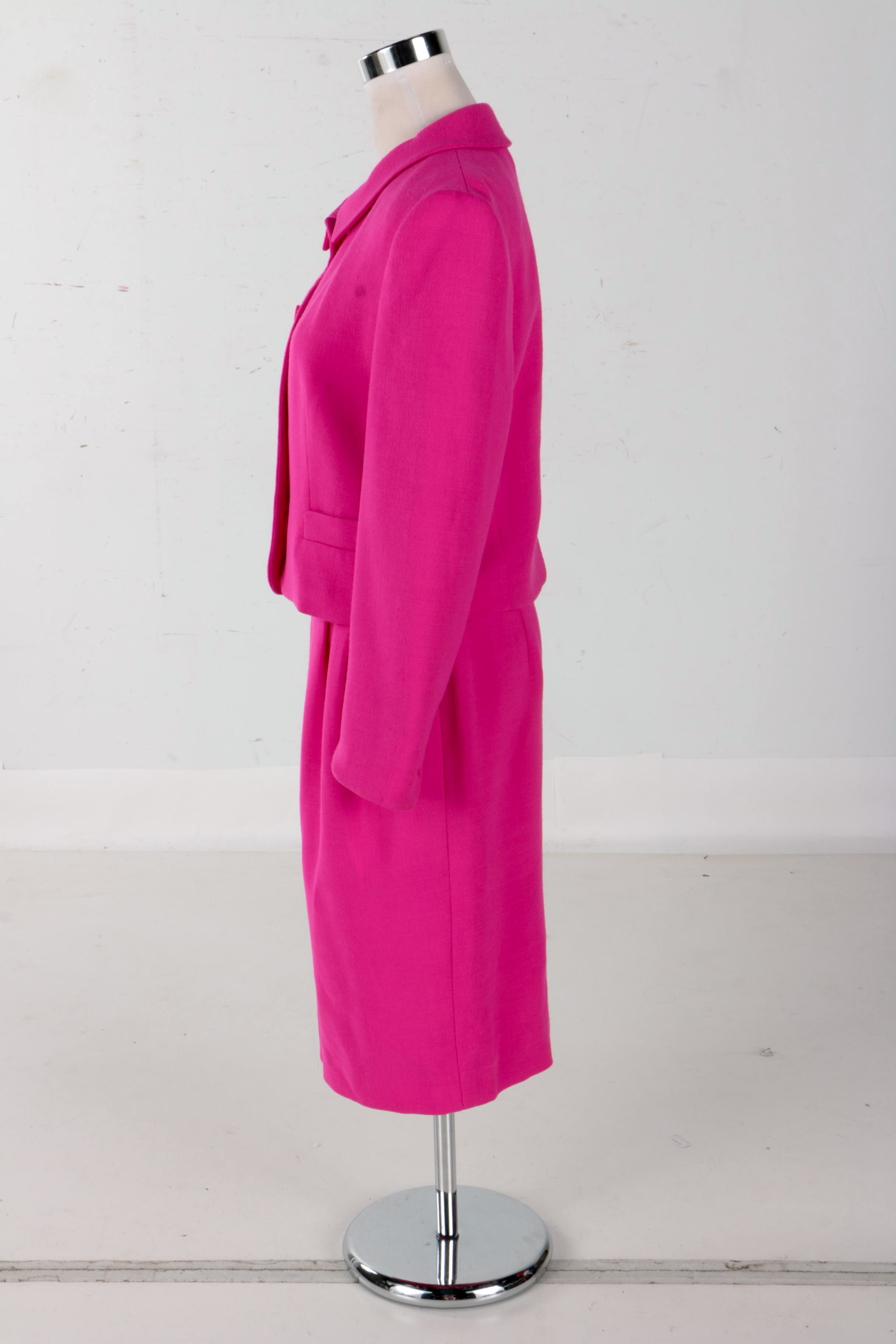 Louis Feraud Raspberry Pink Wool Tweed Suit