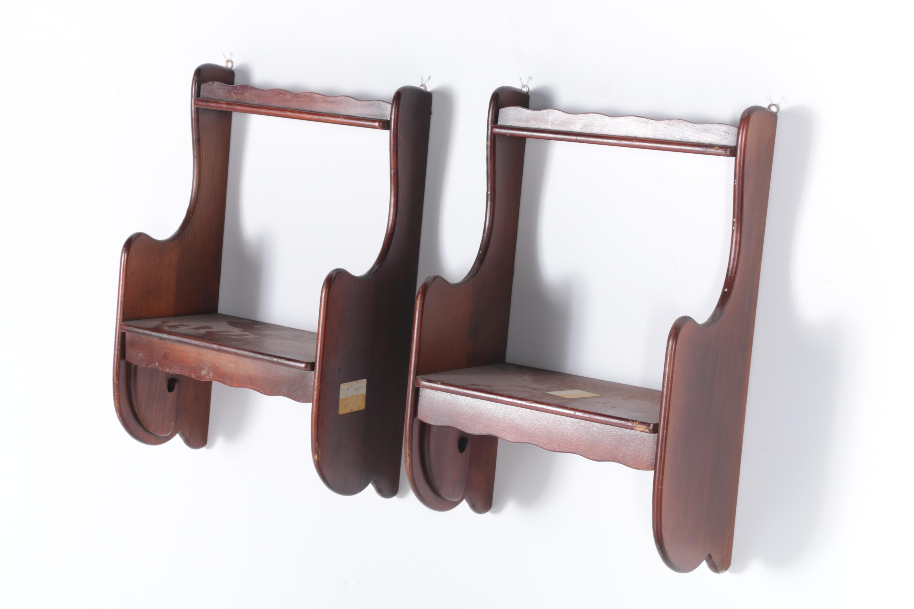 Pair of Wooden Wall Mounted Shelves