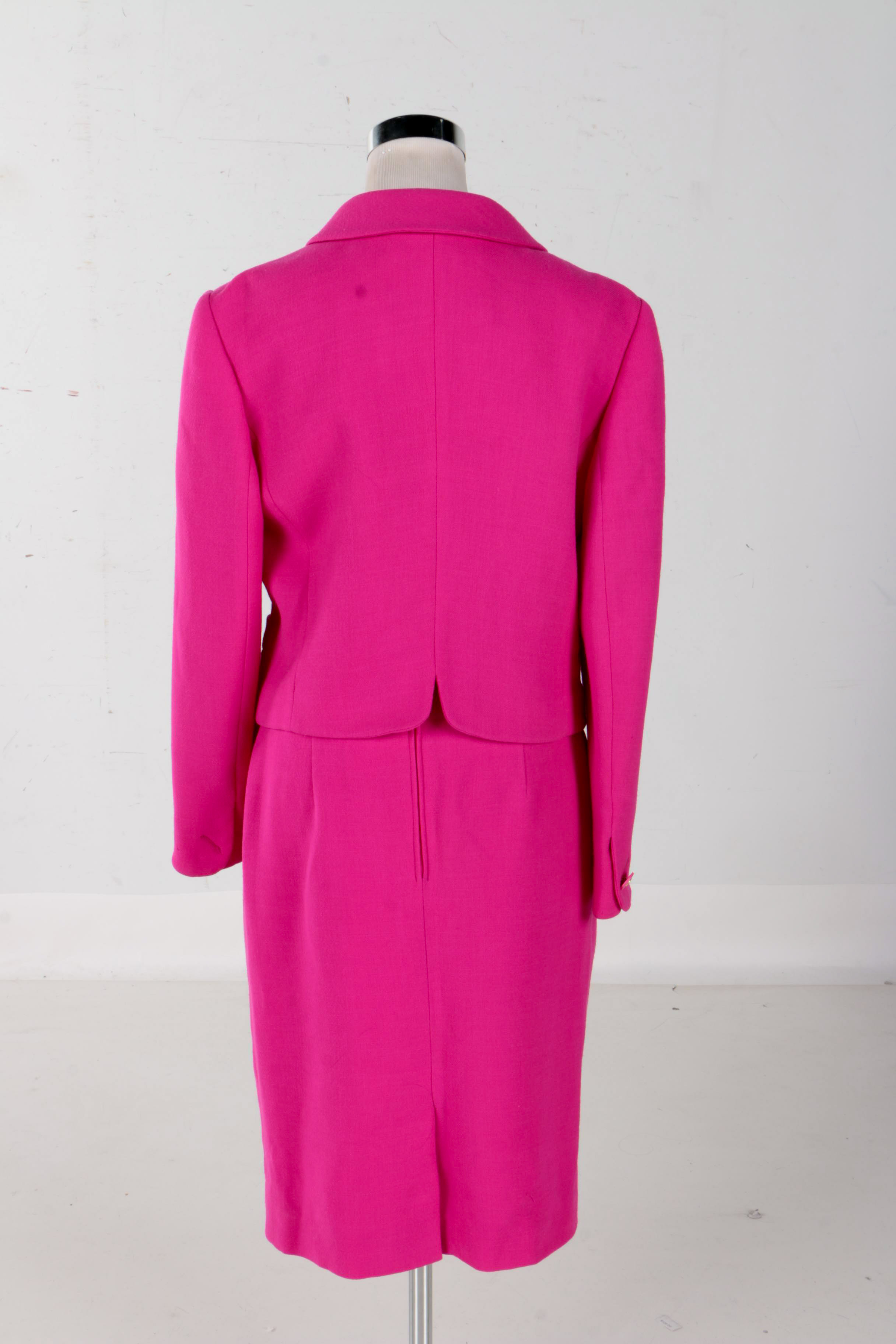 Louis Feraud Raspberry Pink Wool Tweed Suit
