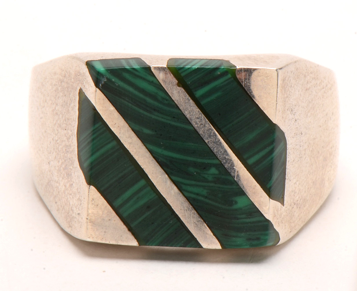 Pairing of Sterling Silver Rings Including Malachite
