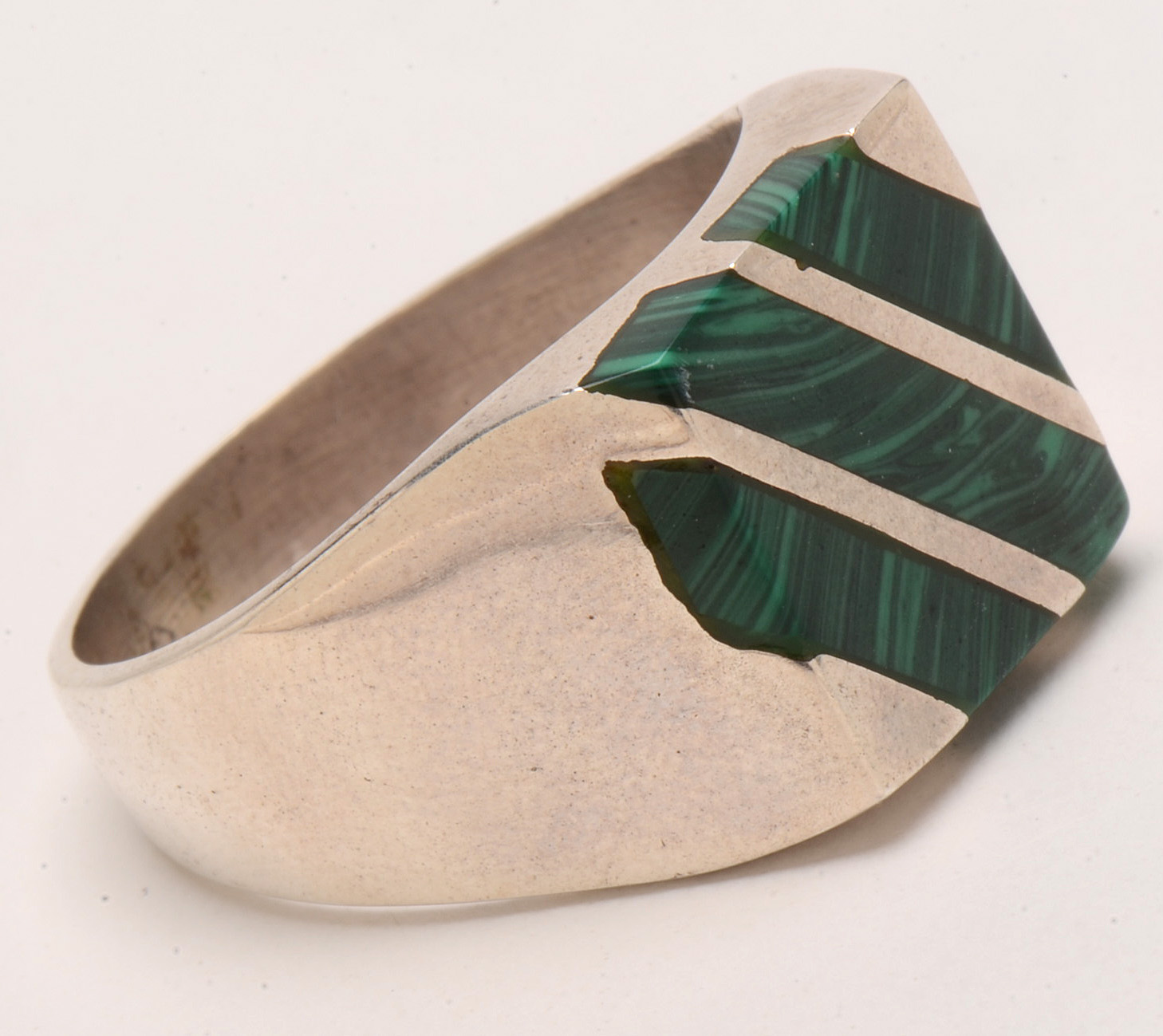 Pairing of Sterling Silver Rings Including Malachite