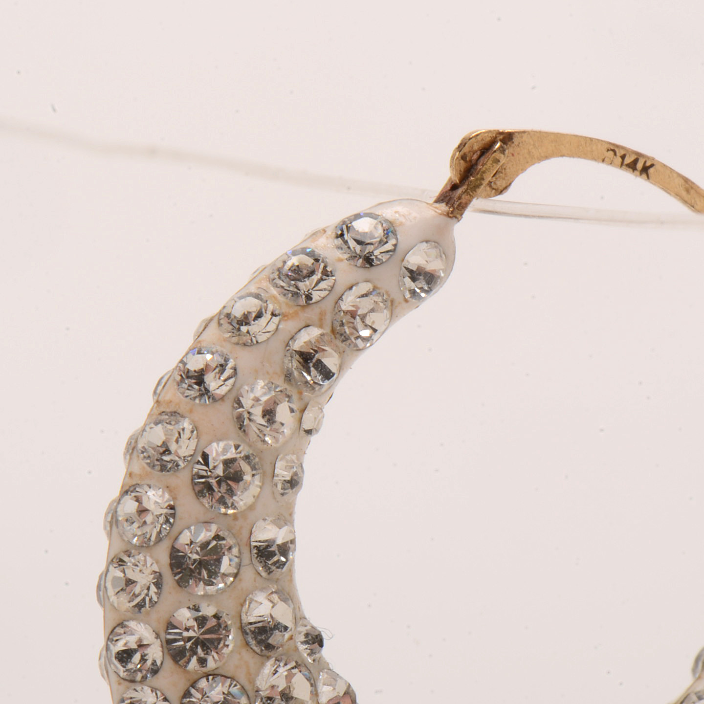 Pair of 14K Yellow Gold Colorless Cubic Zirconia Hoop Earrings