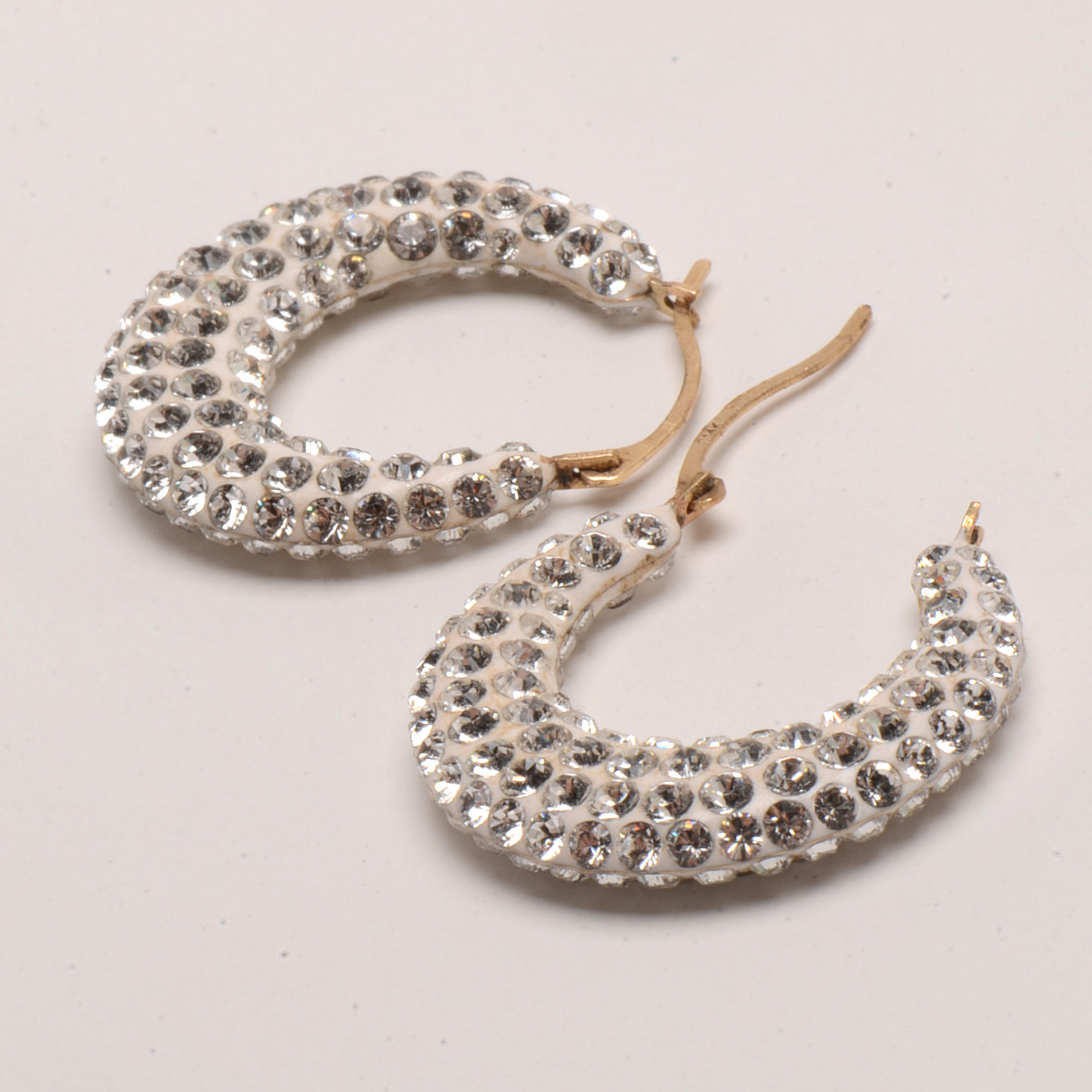 Pair of 14K Yellow Gold Colorless Cubic Zirconia Hoop Earrings