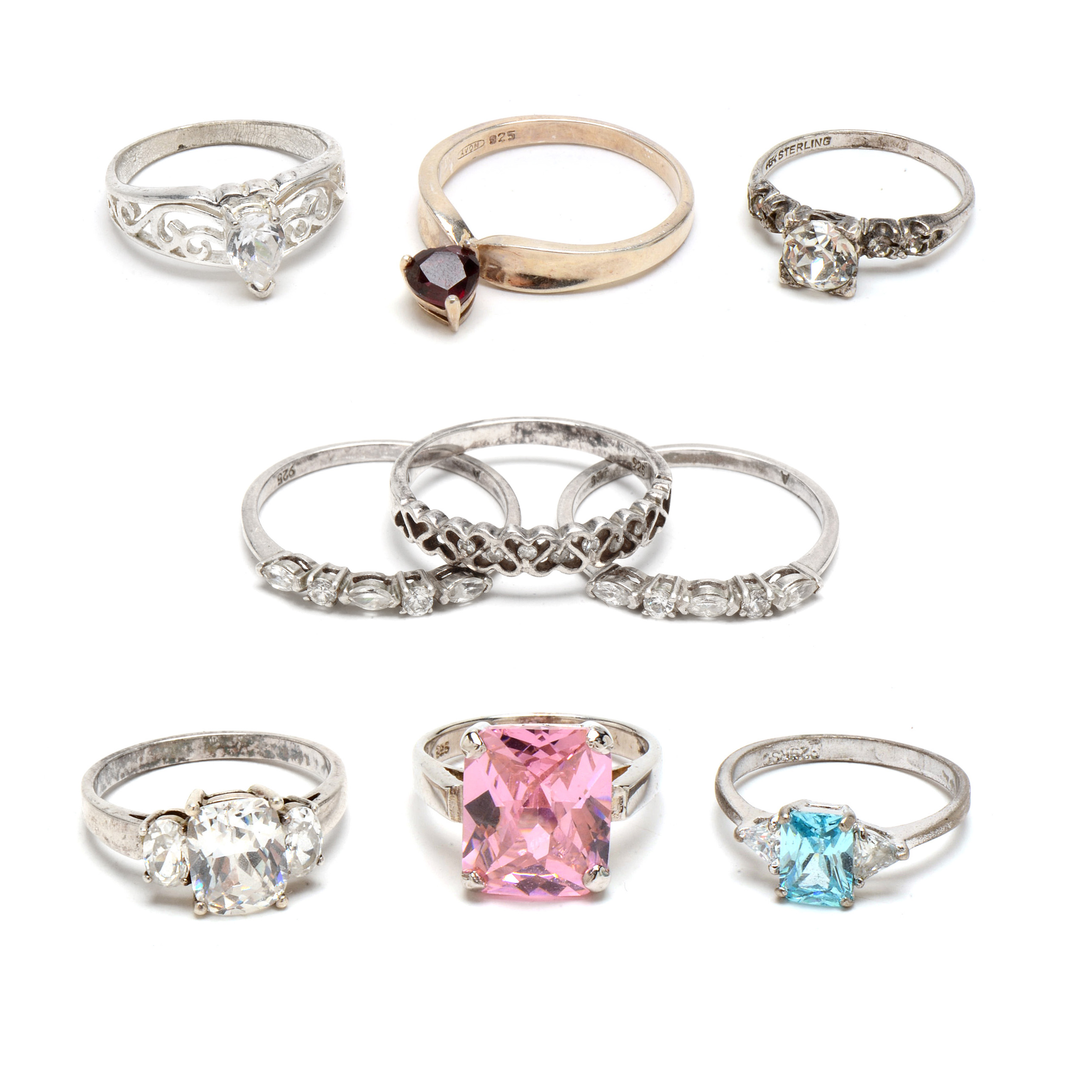 Assortment of Sterling Silver Cubic Zirconia Rings and More