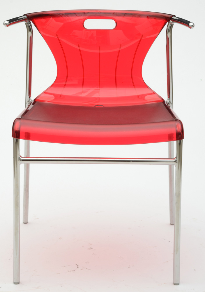 IKEA "Elmer" Red Acrylic Side Chair