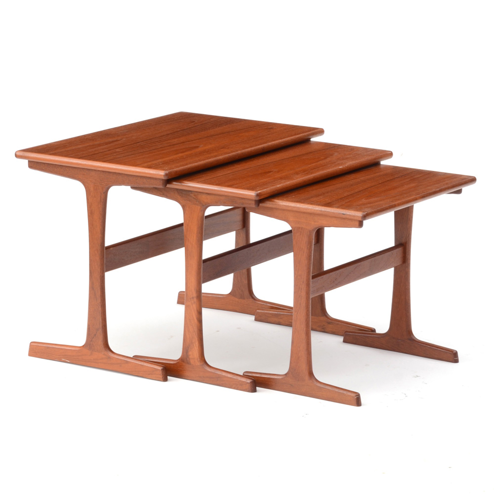 Danish Modern Teak Wood Nesting Tables After Kai Kristiansen