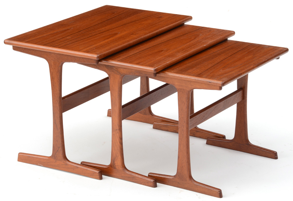 Danish Modern Teak Wood Nesting Tables After Kai Kristiansen