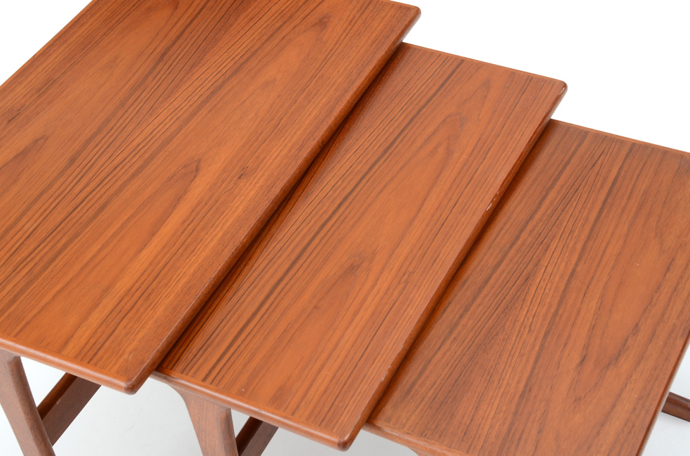 Danish Modern Teak Wood Nesting Tables After Kai Kristiansen