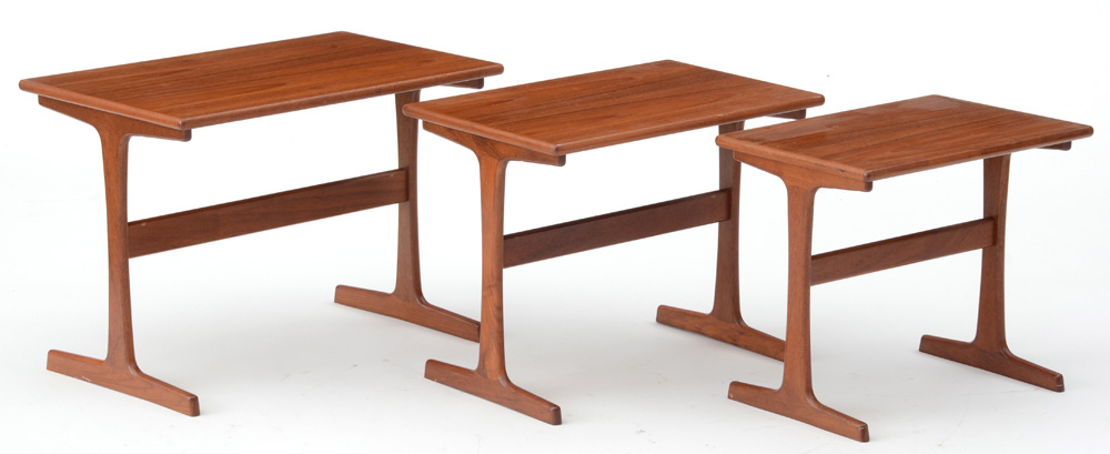 Danish Modern Teak Wood Nesting Tables After Kai Kristiansen