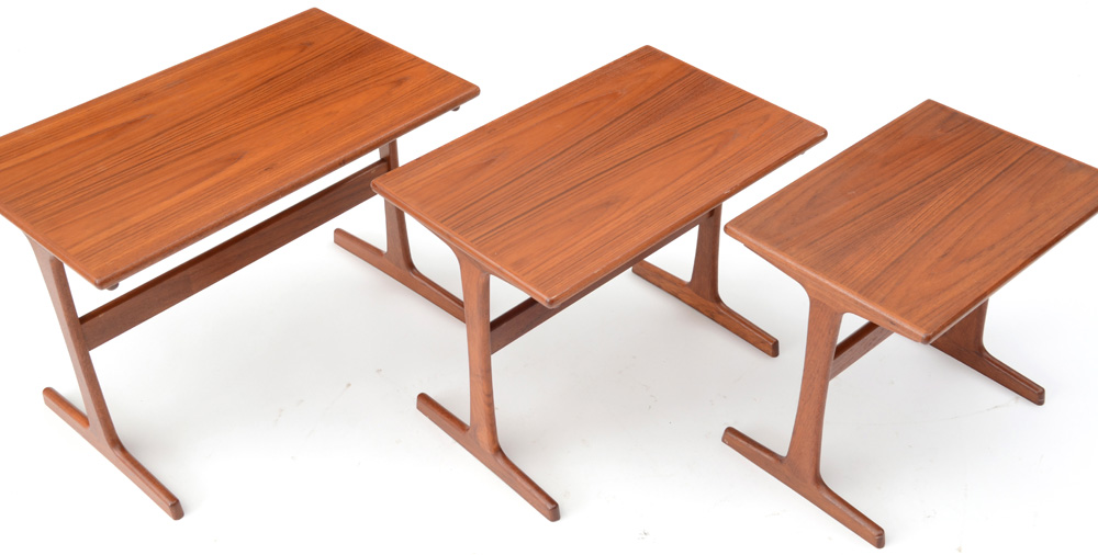 Danish Modern Teak Wood Nesting Tables After Kai Kristiansen