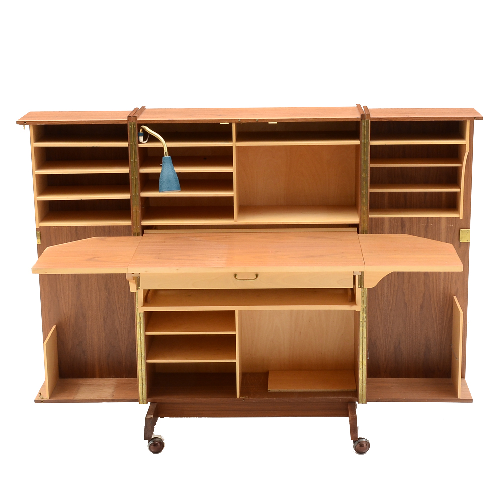 Mid Century Modern "Magic Box" Teak Folding Desk