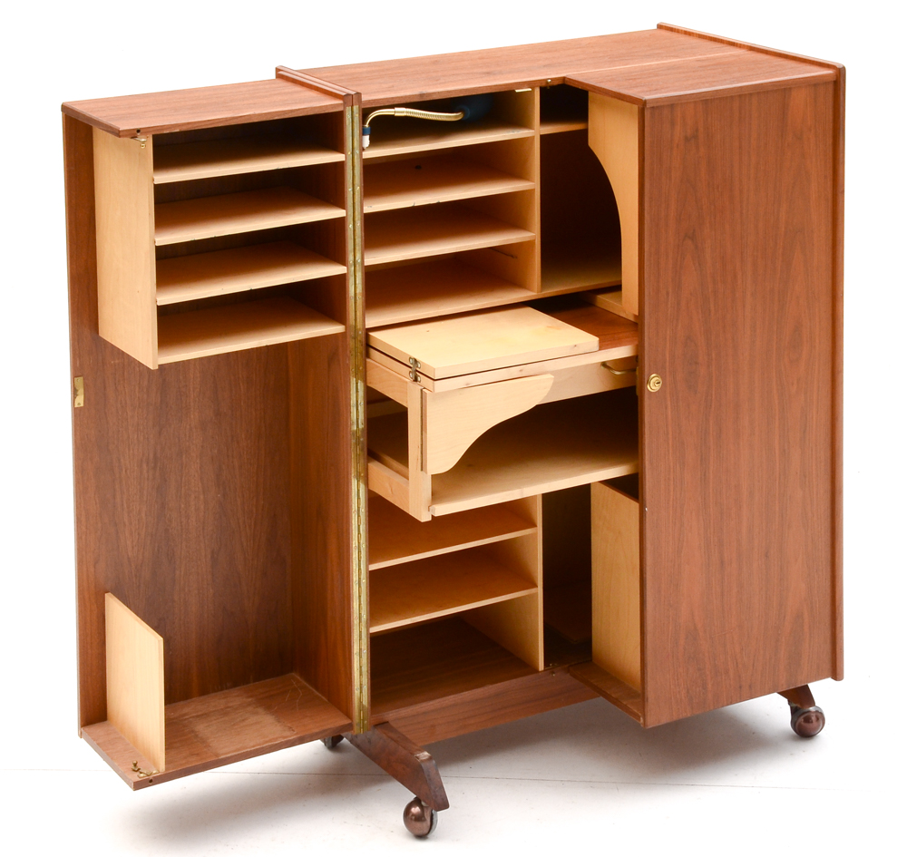 Mid Century Modern "Magic Box" Teak Folding Desk