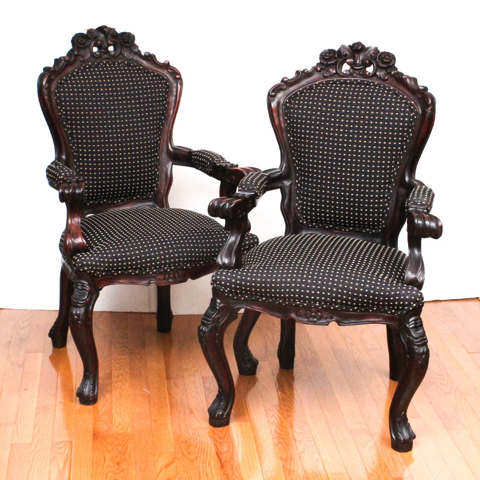 Antique Baroque Style Fauteuil Pair