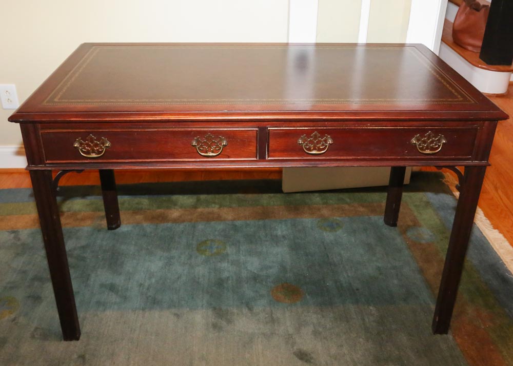 Mahogany Leather Top Writing Desk by Hekman Furniture with Chair