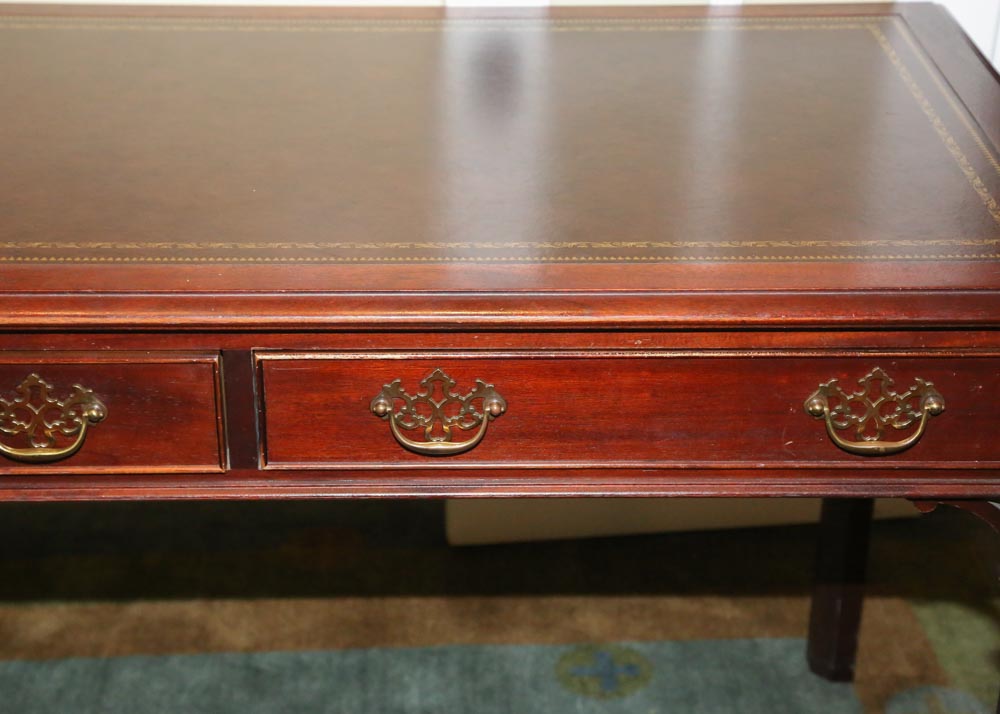 Mahogany Leather Top Writing Desk by Hekman Furniture with Chair