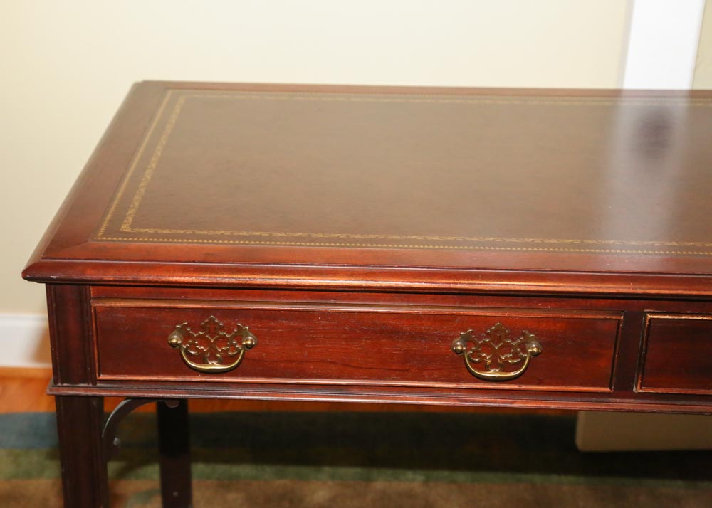 Mahogany Leather Top Writing Desk by Hekman Furniture with Chair