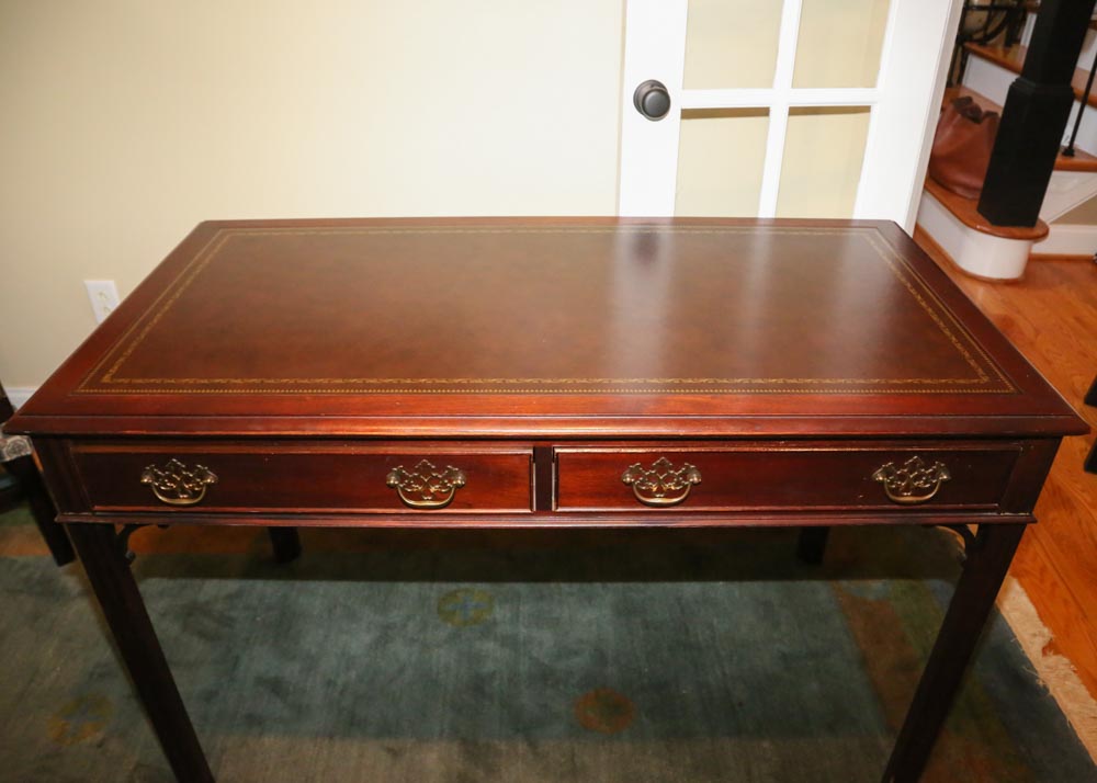 Mahogany Leather Top Writing Desk by Hekman Furniture with Chair