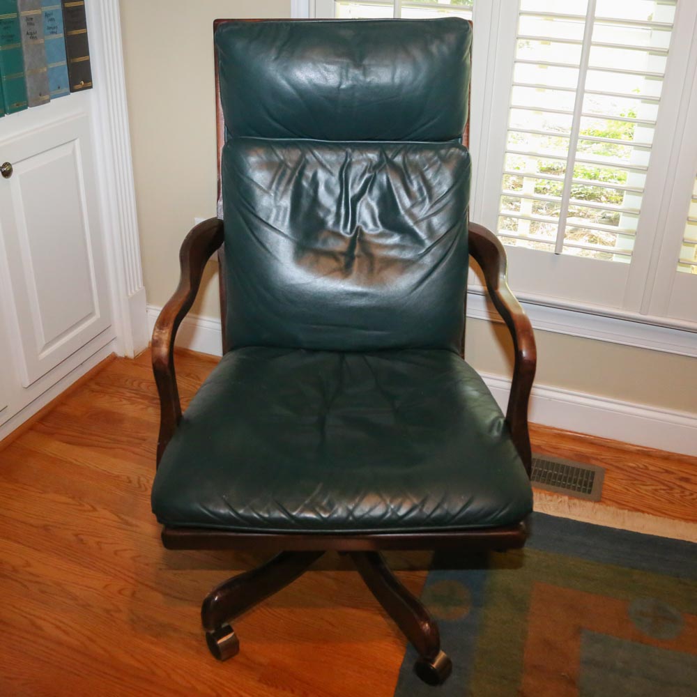 Mahogany Leather Top Writing Desk by Hekman Furniture with Chair