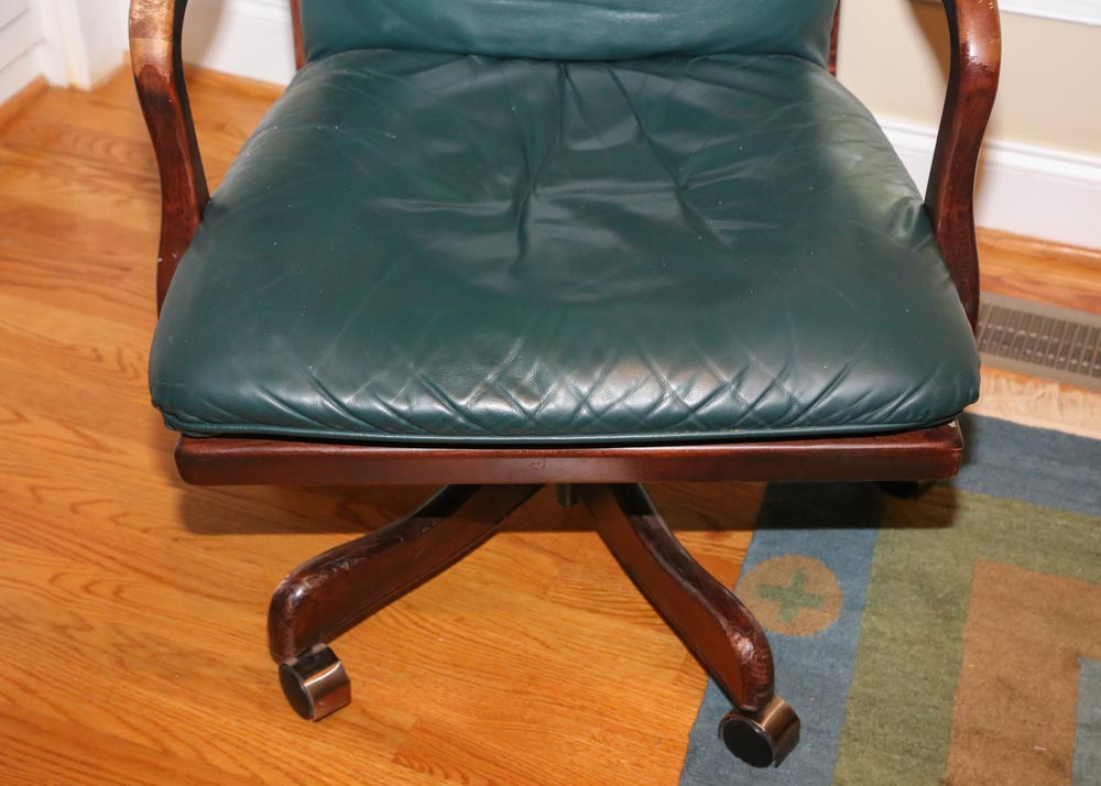 Mahogany Leather Top Writing Desk by Hekman Furniture with Chair