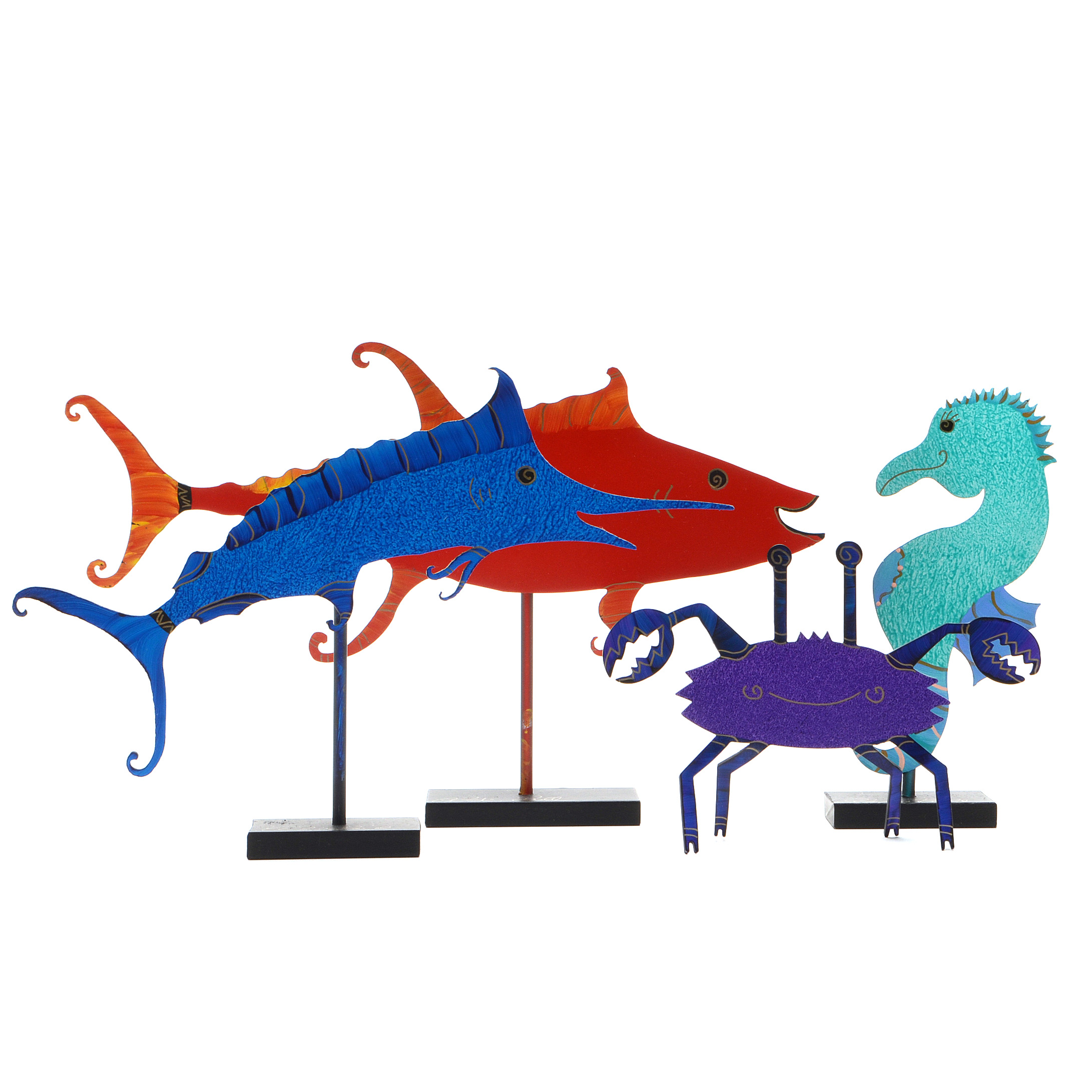 Four Claudine Buell Artist Signed Metal Sculptures