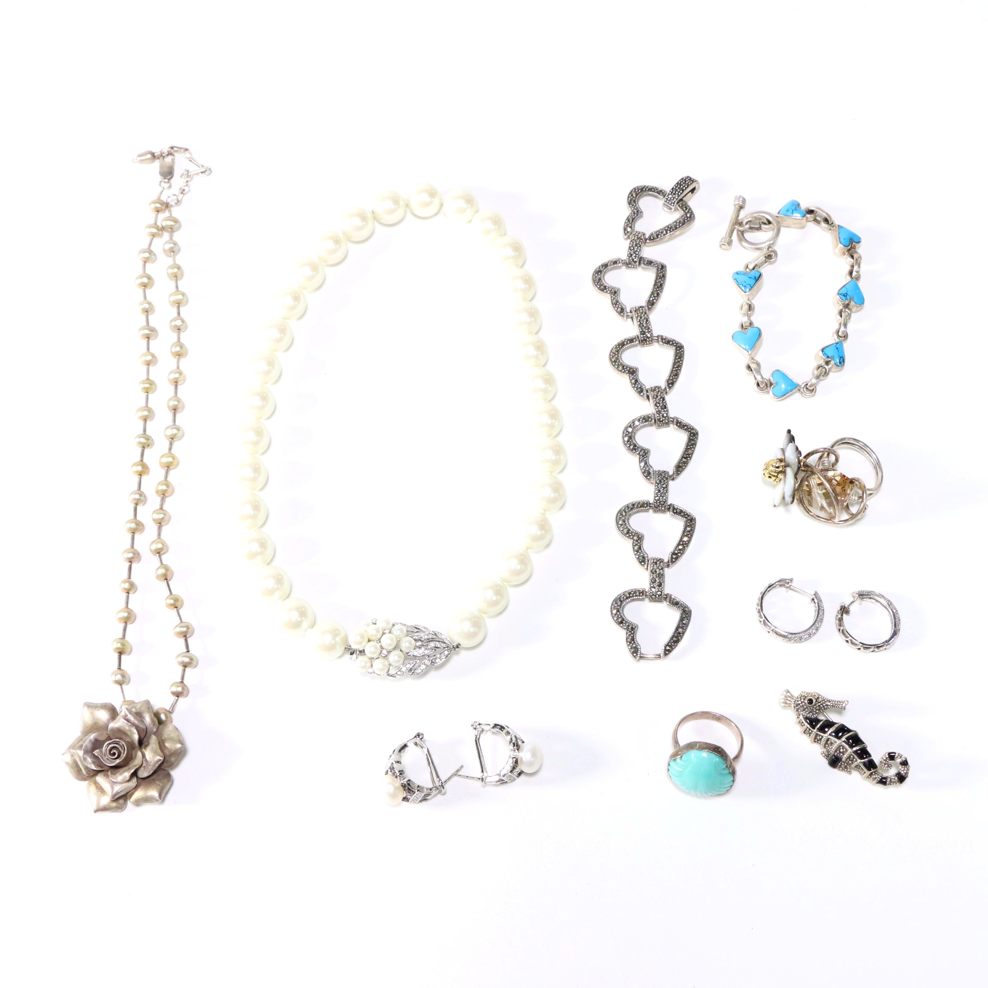 Sterling Silver Jewelry Including Diamonds