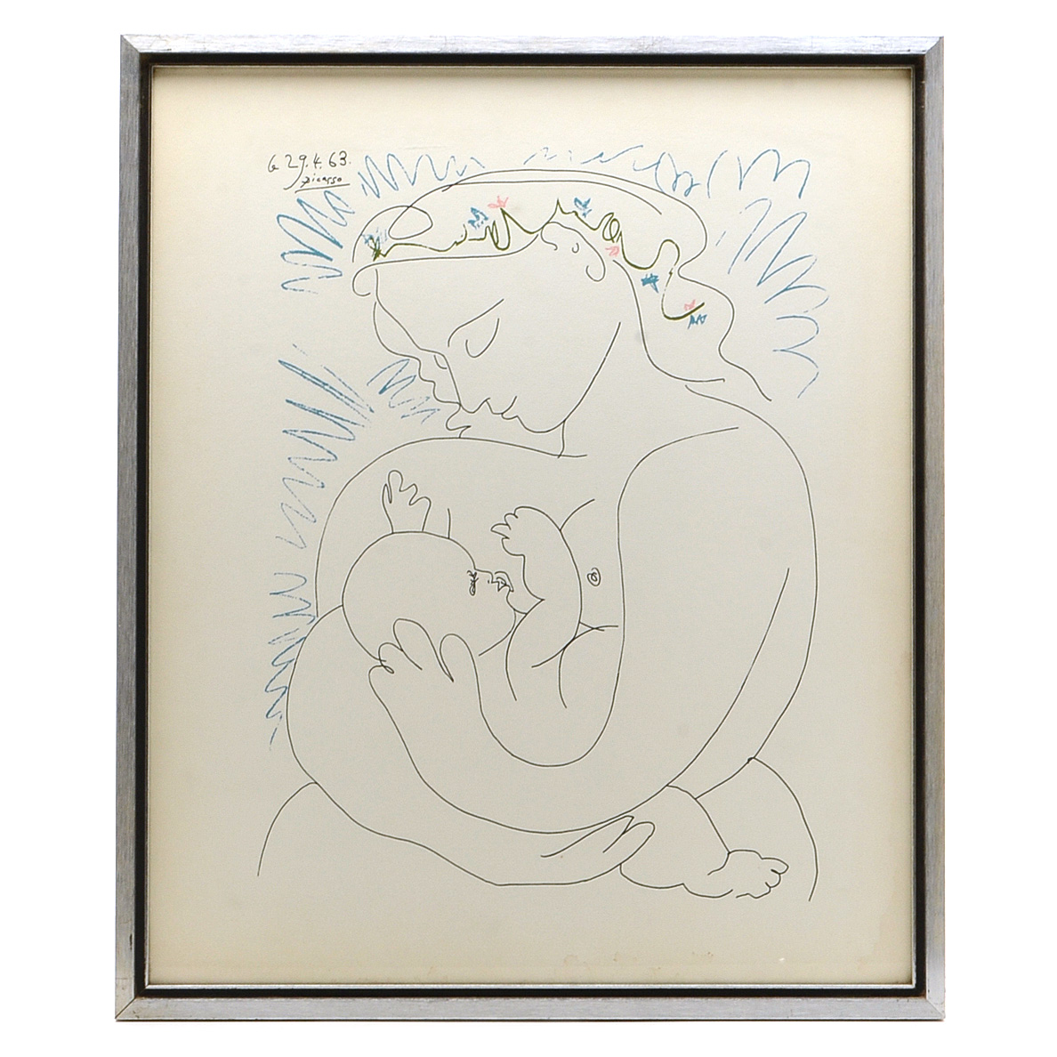 Serigraph Reproduction after Pablo Picasso 1963 Lithograph "Mother & Child"