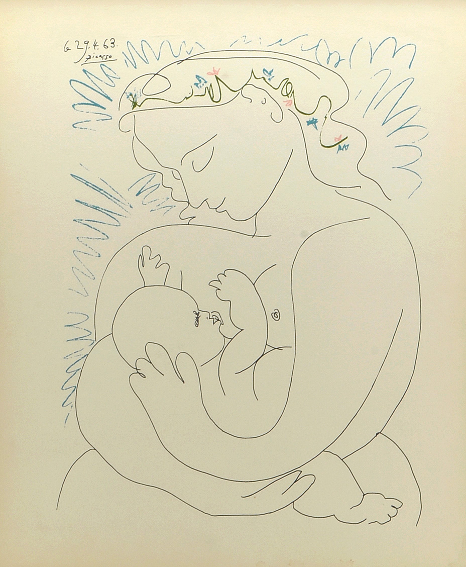 Serigraph Reproduction after Pablo Picasso 1963 Lithograph "Mother & Child"