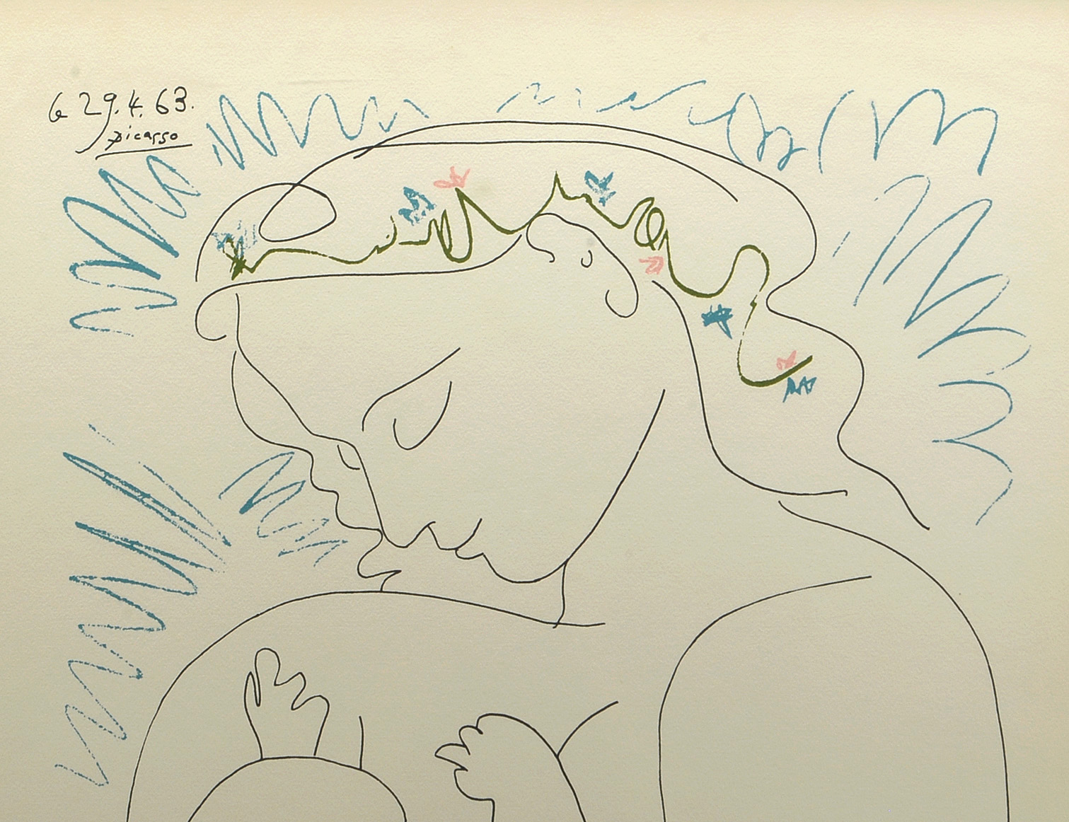 Serigraph Reproduction after Pablo Picasso 1963 Lithograph "Mother & Child"