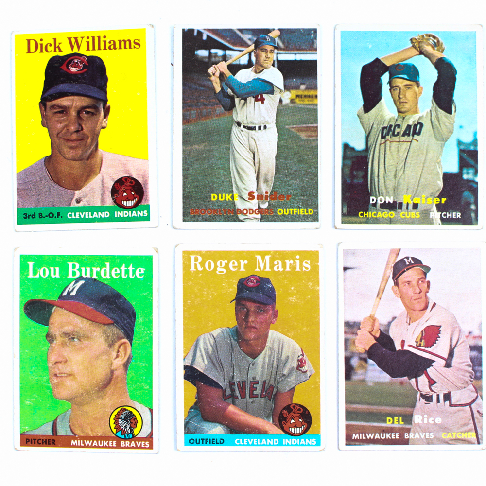 Collection of Baseball Cards Featuring 1957 Duke Snider and 1958 Roger Maris