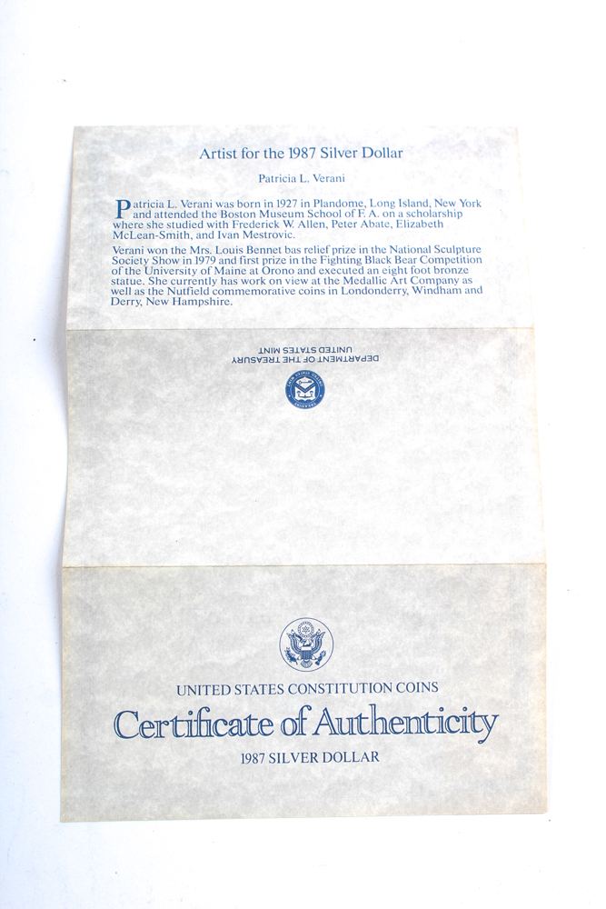 1987 Silver Dollar United States Constitution Bicentennial Coin