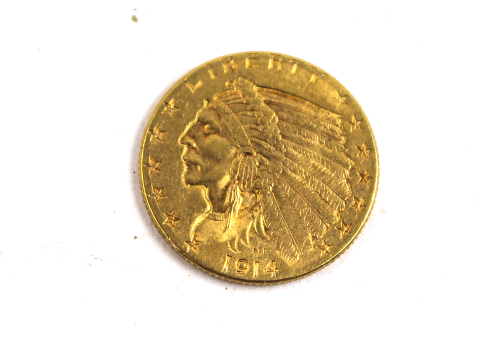 1914 D Indian Head $2 1/2 Gold Coin