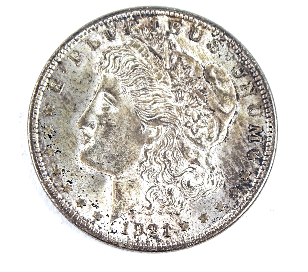 Two 1921 Morgan Silver Dollars
